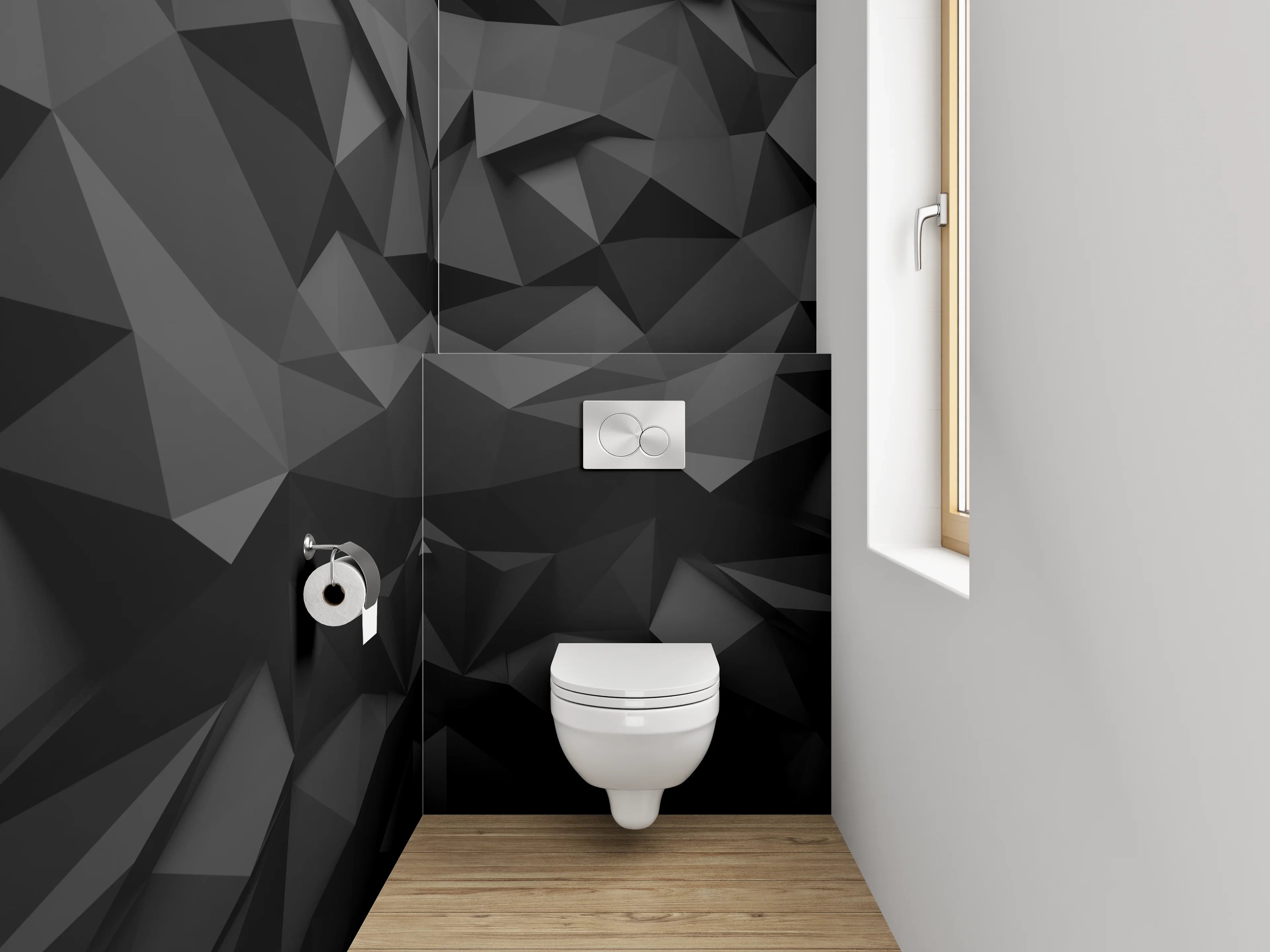 WC-Rückwand - Abstrakte schwarze 3D-Struktur Muster