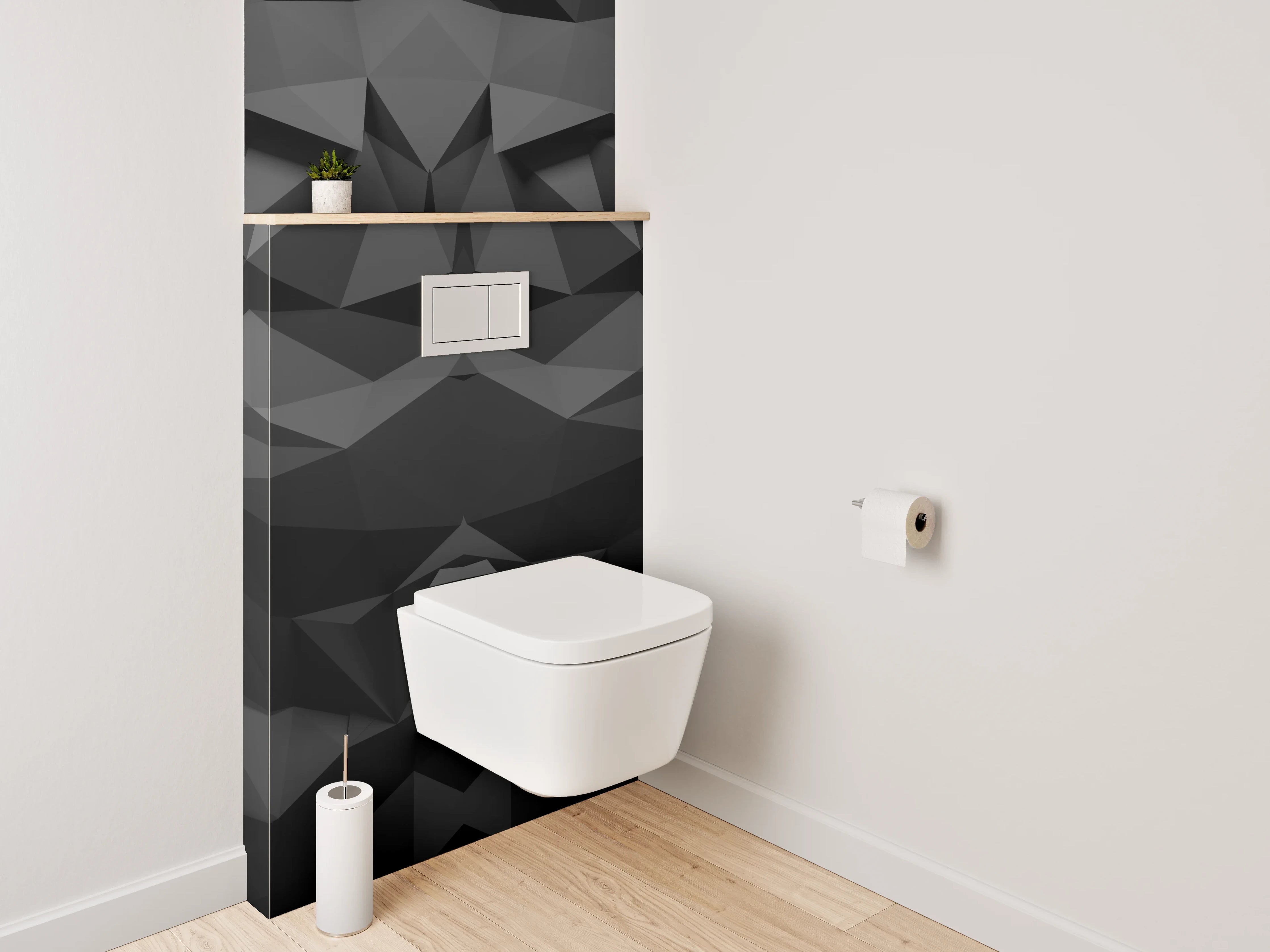WC-Rückwand - Abstrakte schwarze 3D-Struktur Muster