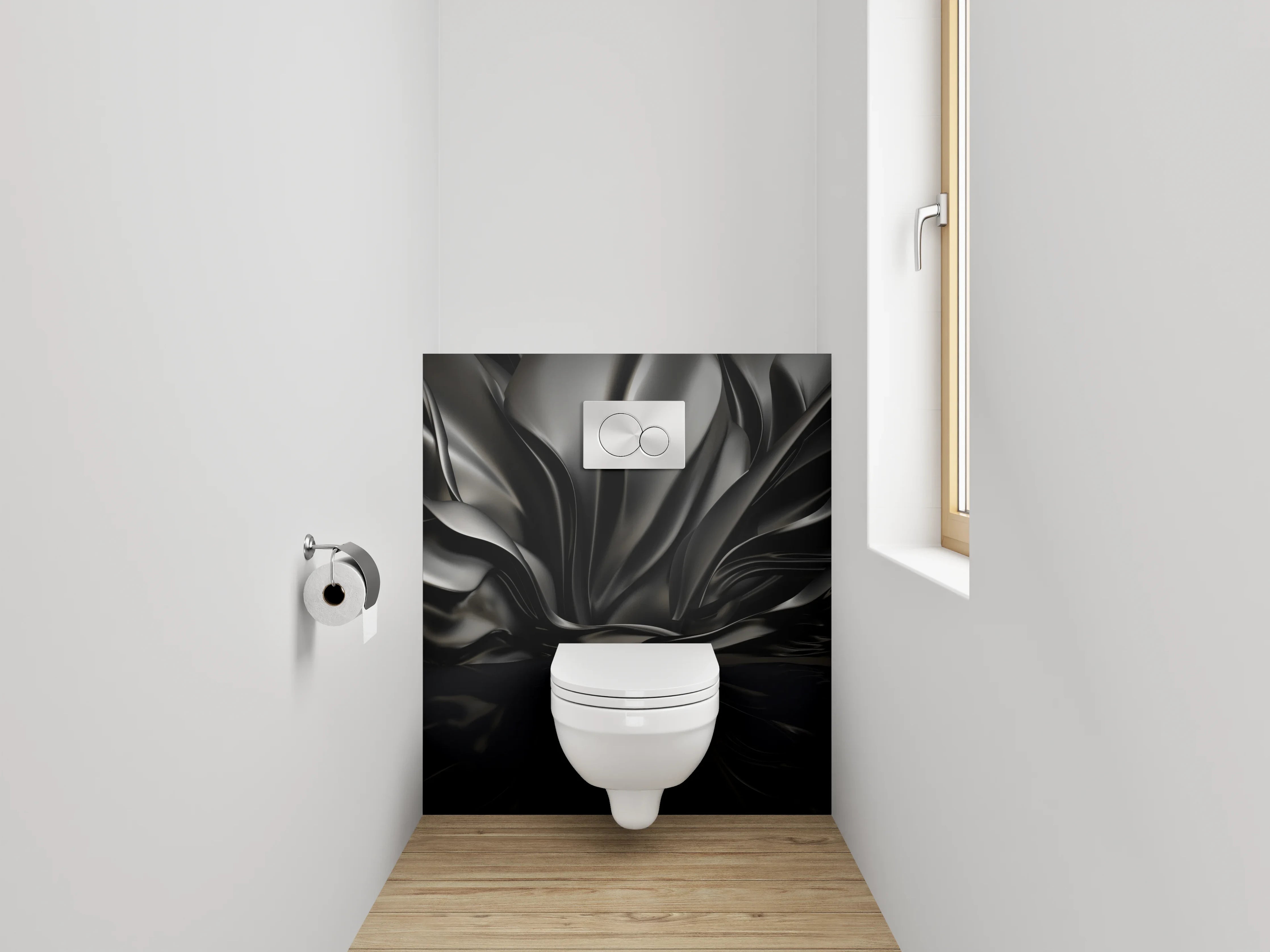 WC-Rückwand - Abstrakte schwarze Faltenoptik