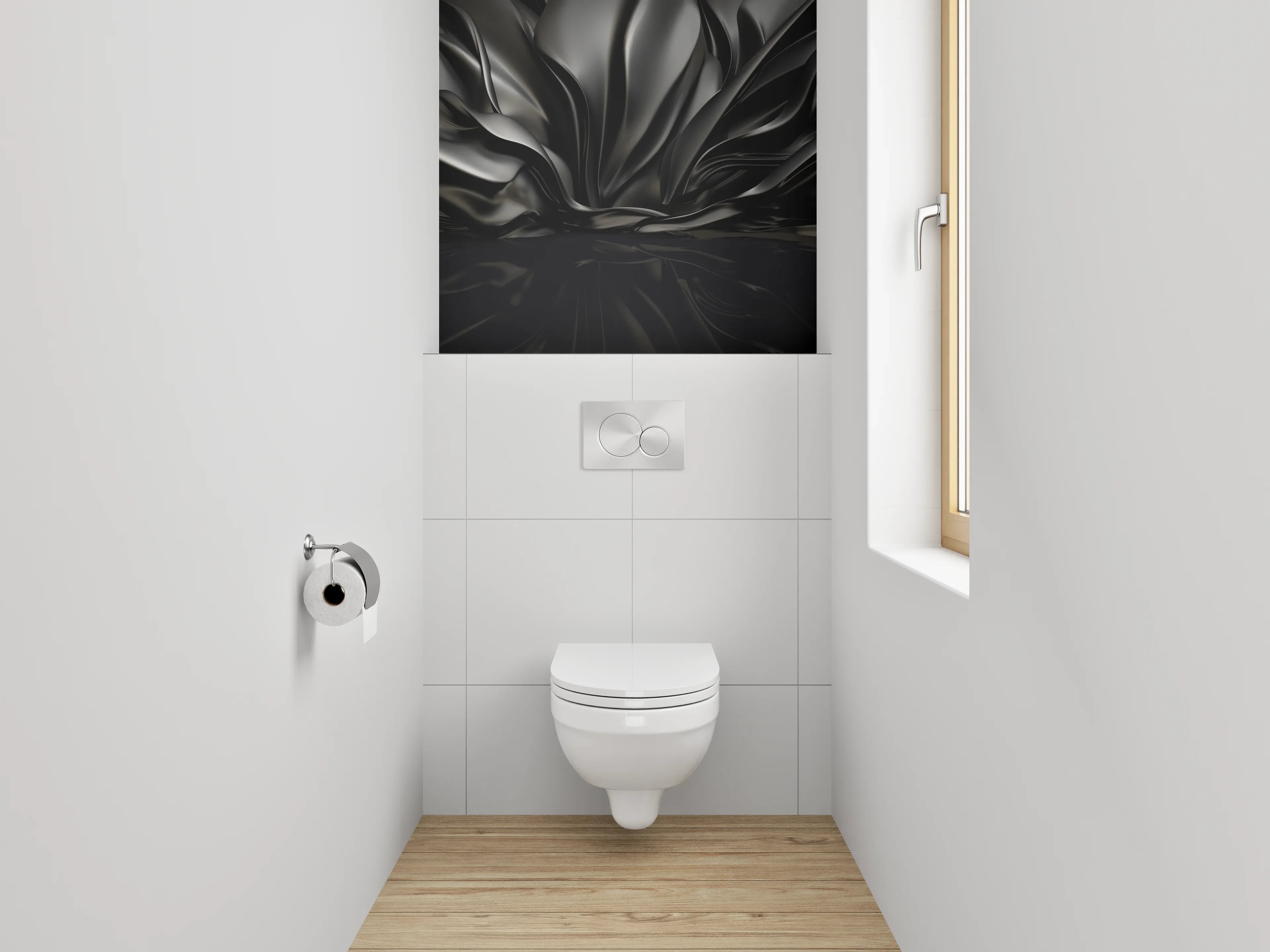 WC-Rückwand - Abstrakte schwarze Faltenoptik