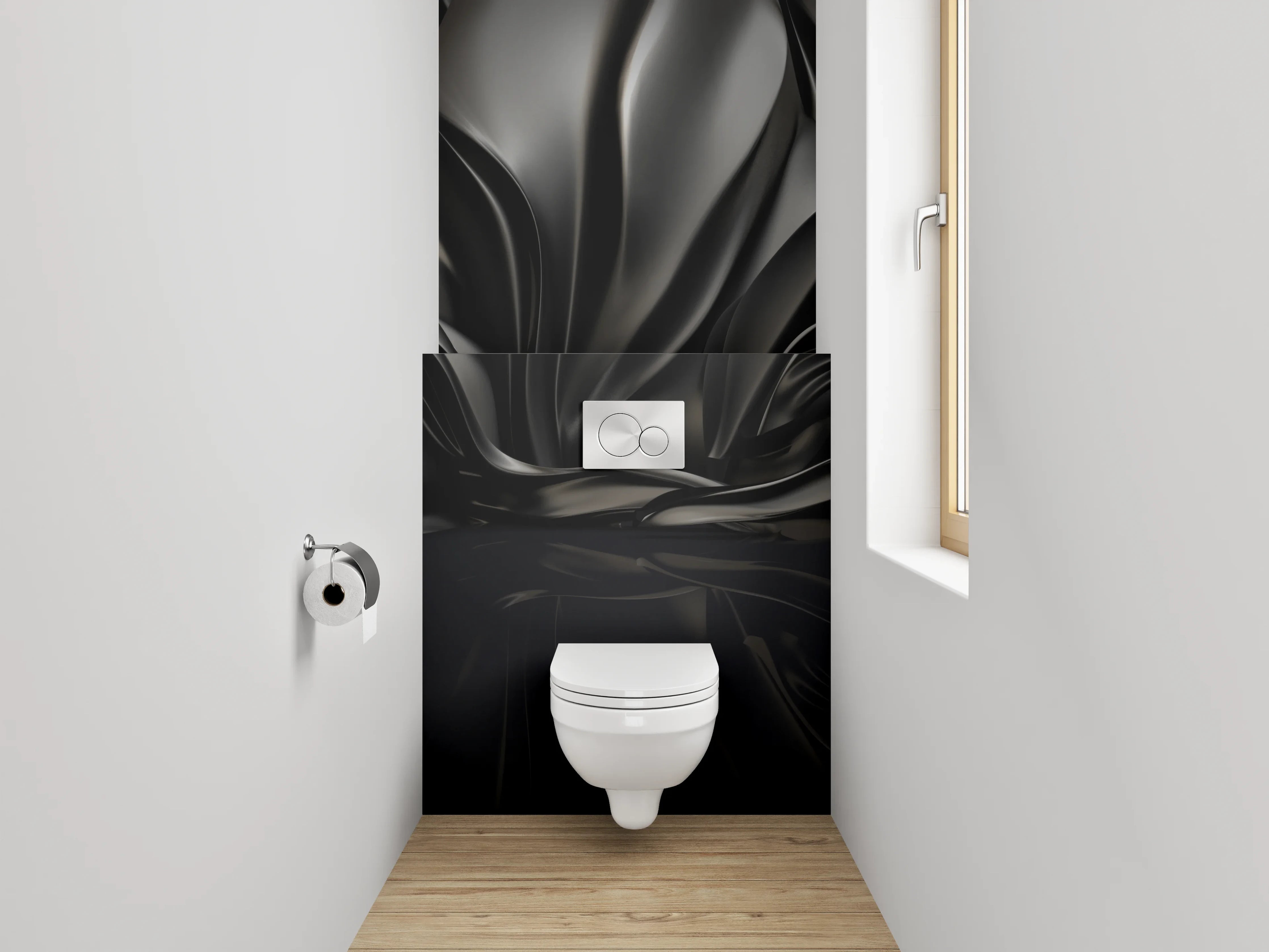 WC-Rückwand - Abstrakte schwarze Faltenoptik