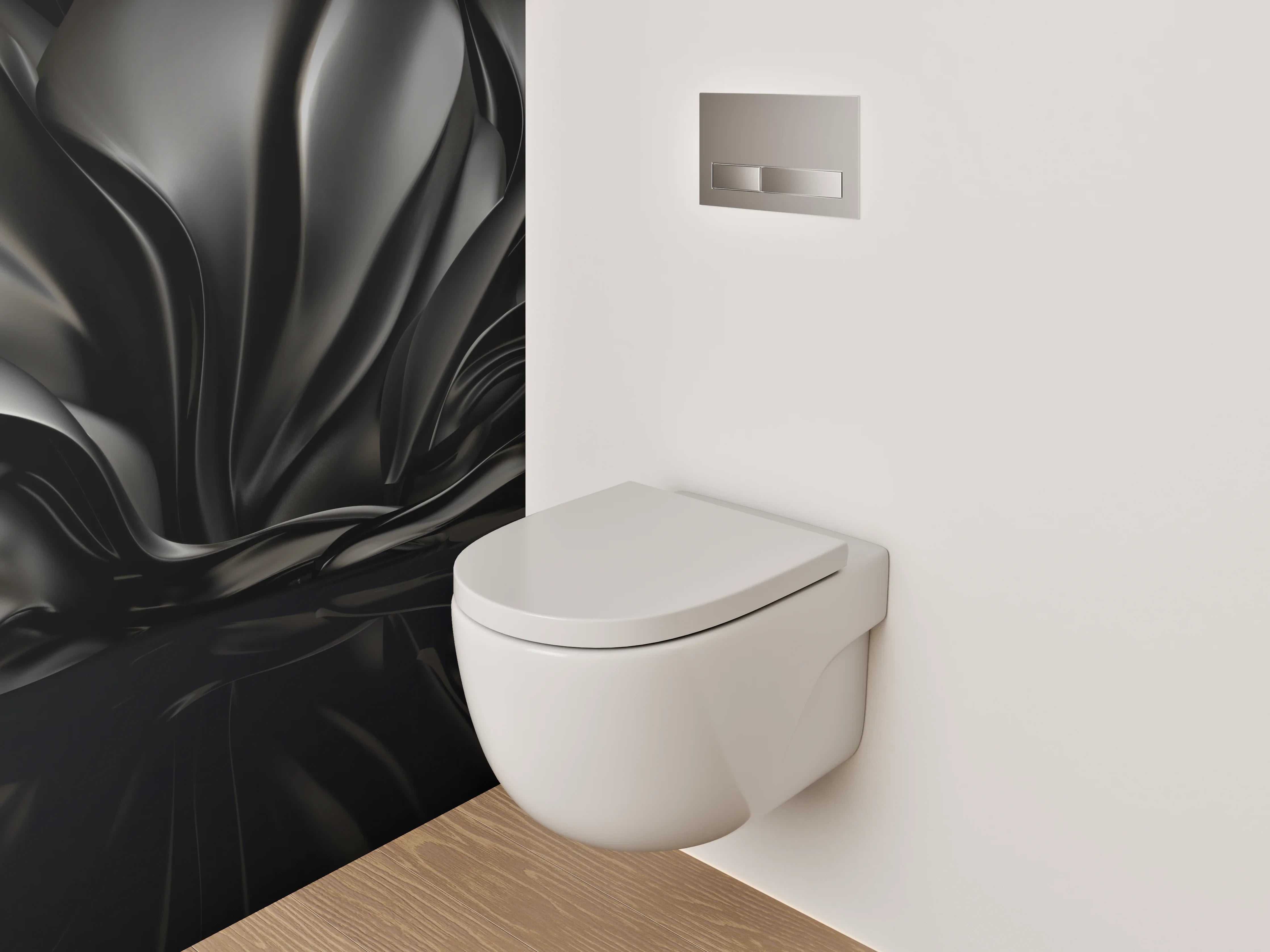 WC-Rückwand - Abstrakte schwarze Faltenoptik