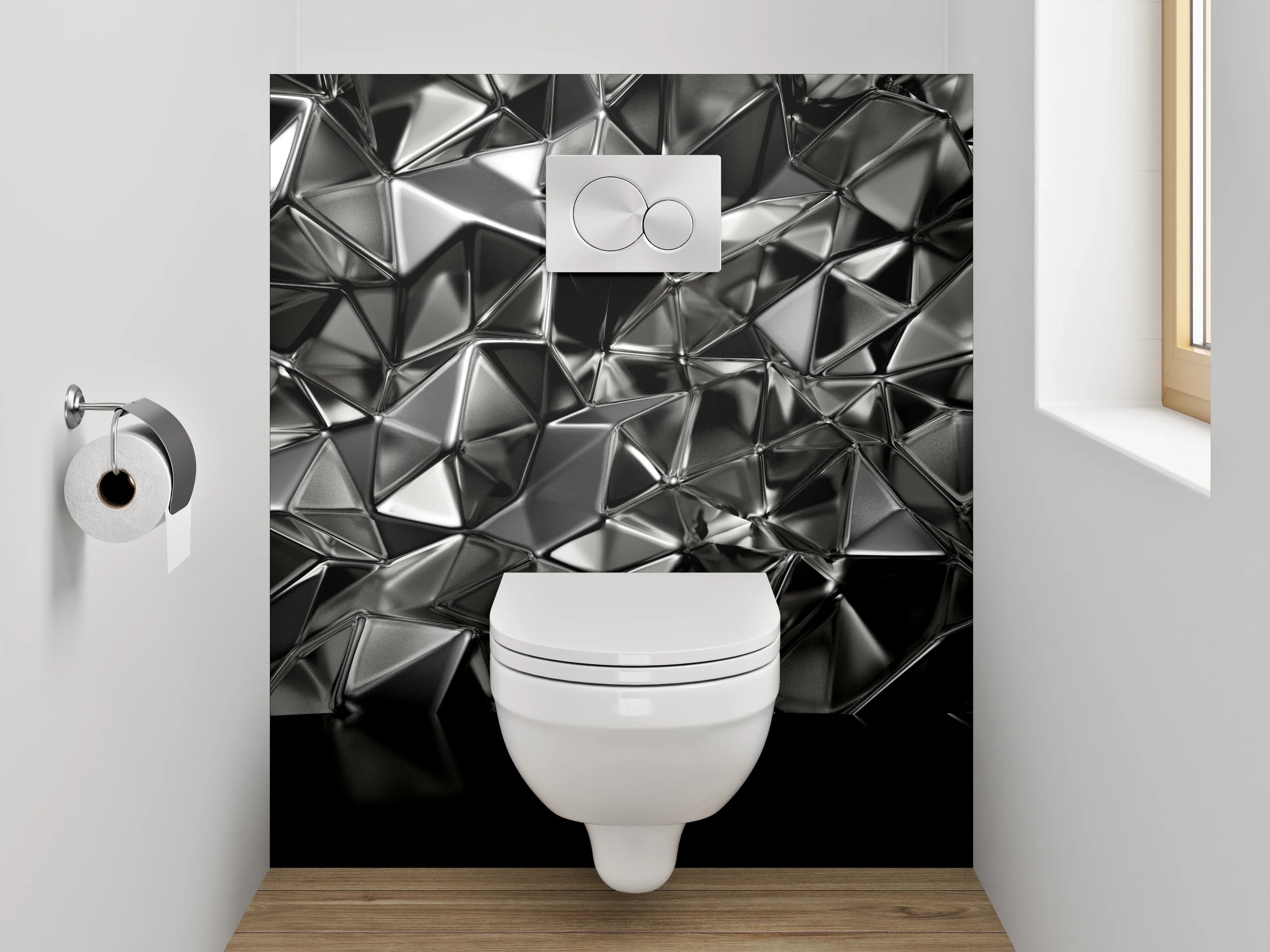WC-Rückwand - Abstrakte schwarze Metall-Optik