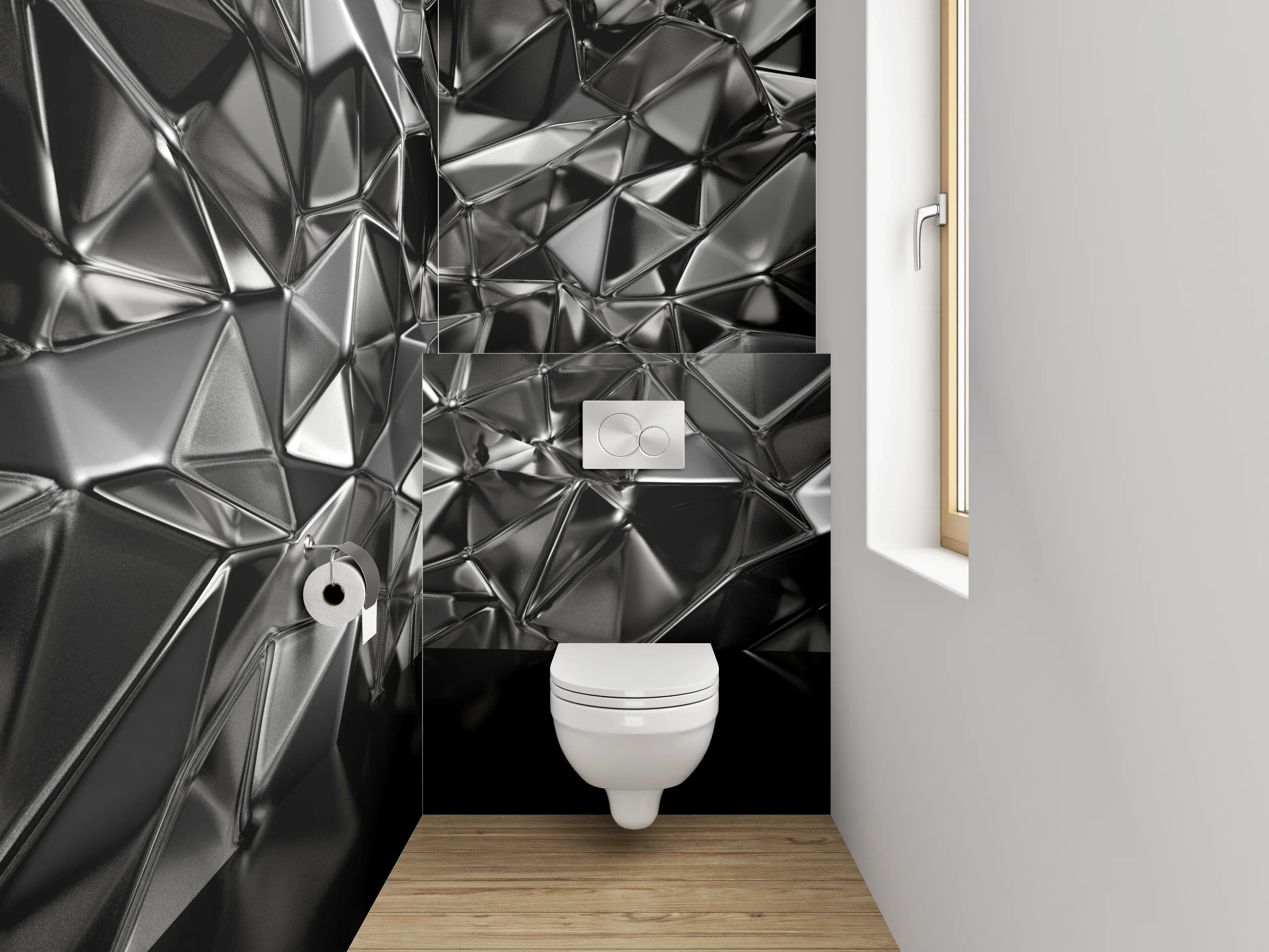 WC-Rückwand - Abstrakte schwarze Metall-Optik