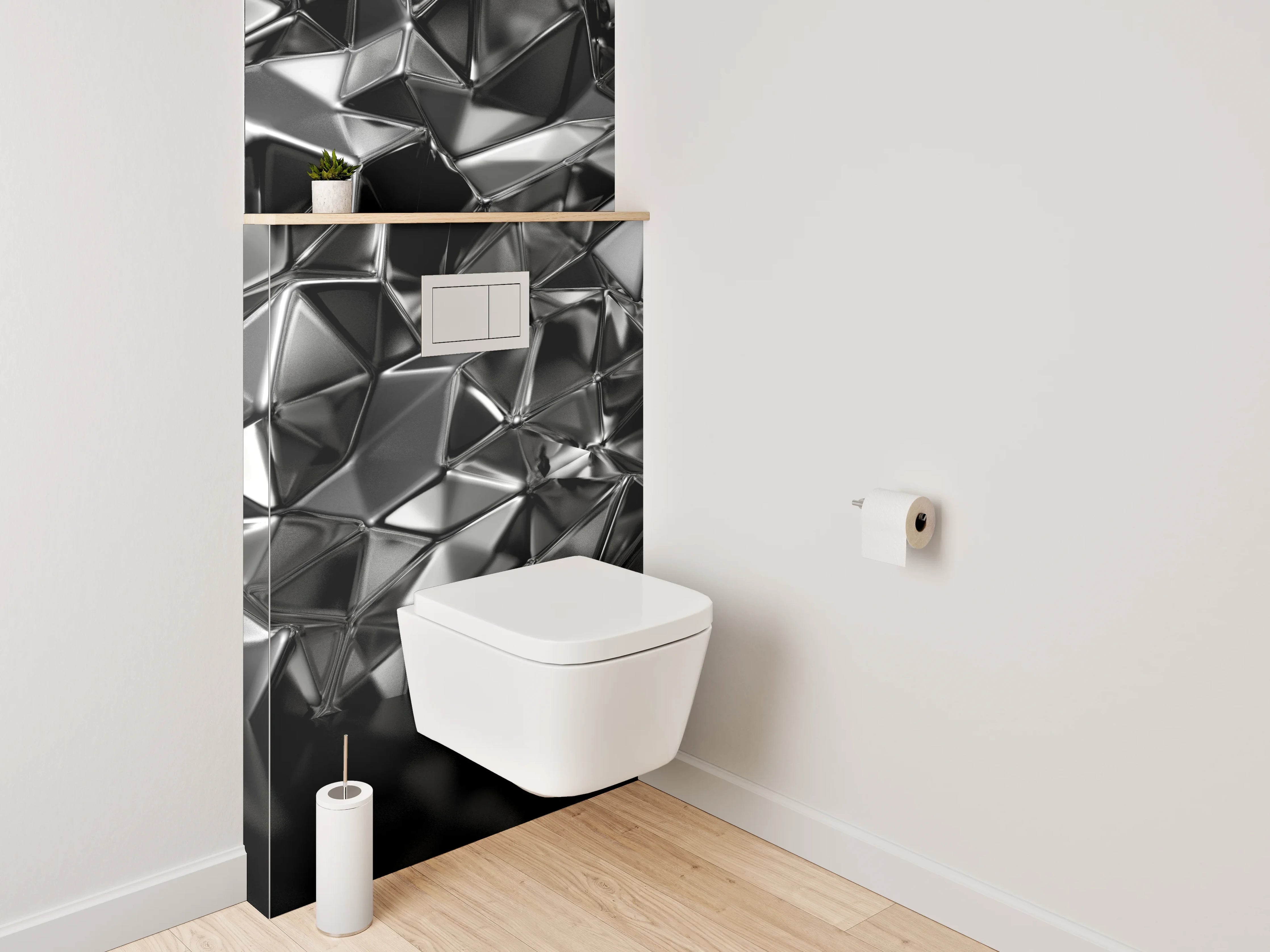 WC-Rückwand - Abstrakte schwarze Metall-Optik