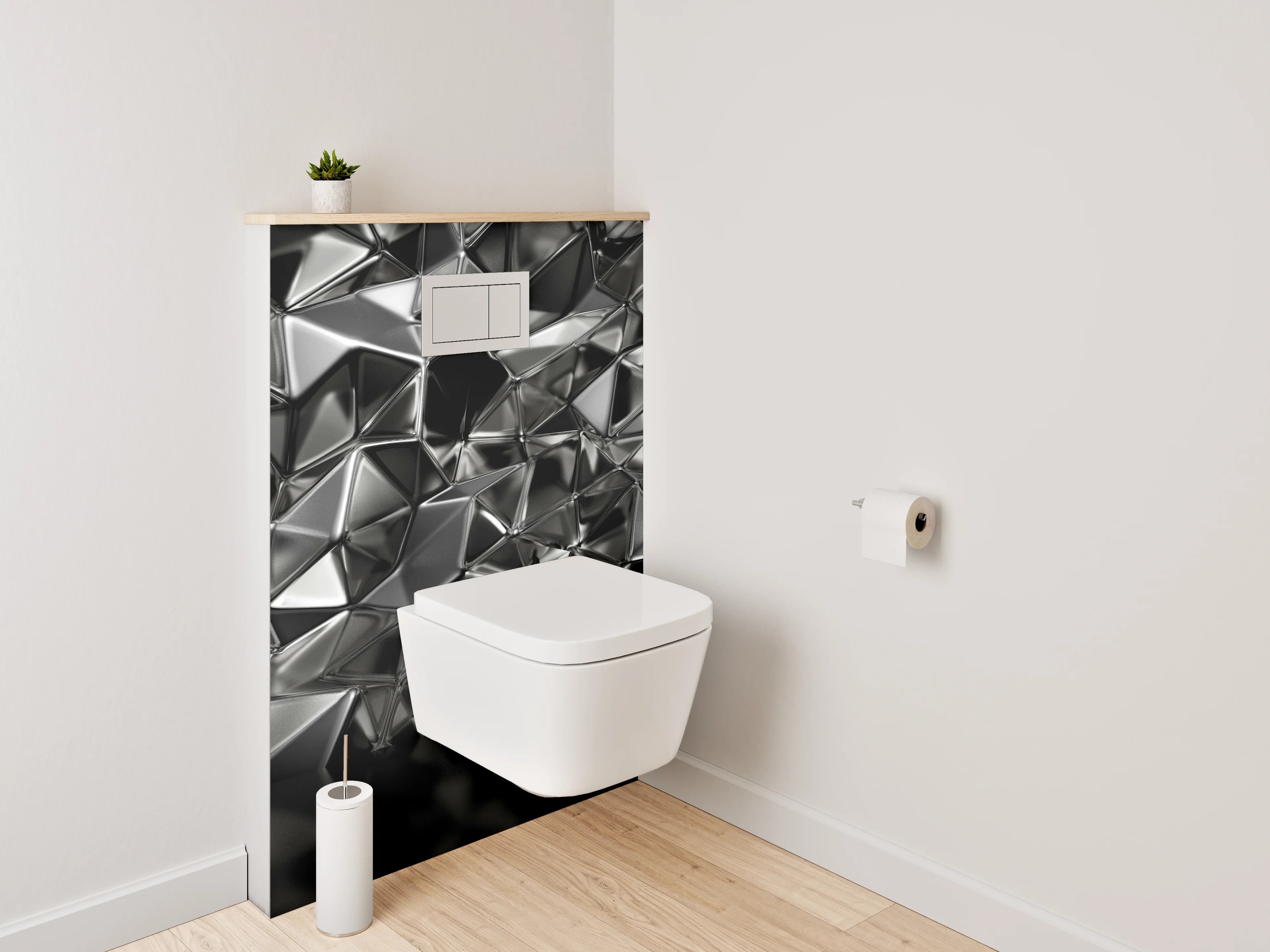 WC-Rückwand - Abstrakte schwarze Metall-Optik