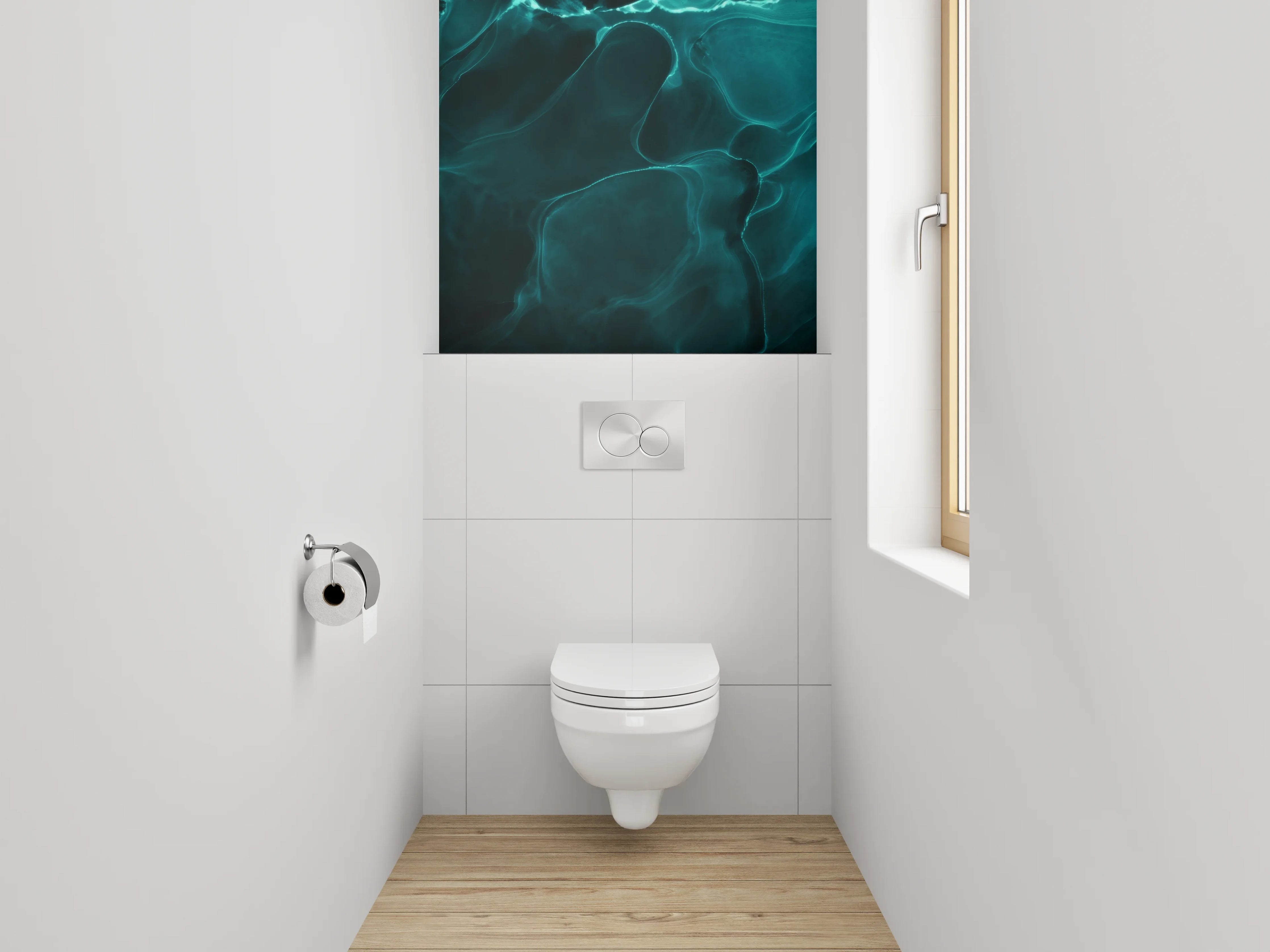 WC-Rückwand - Abstrakte türkis-blau Wellenoptik