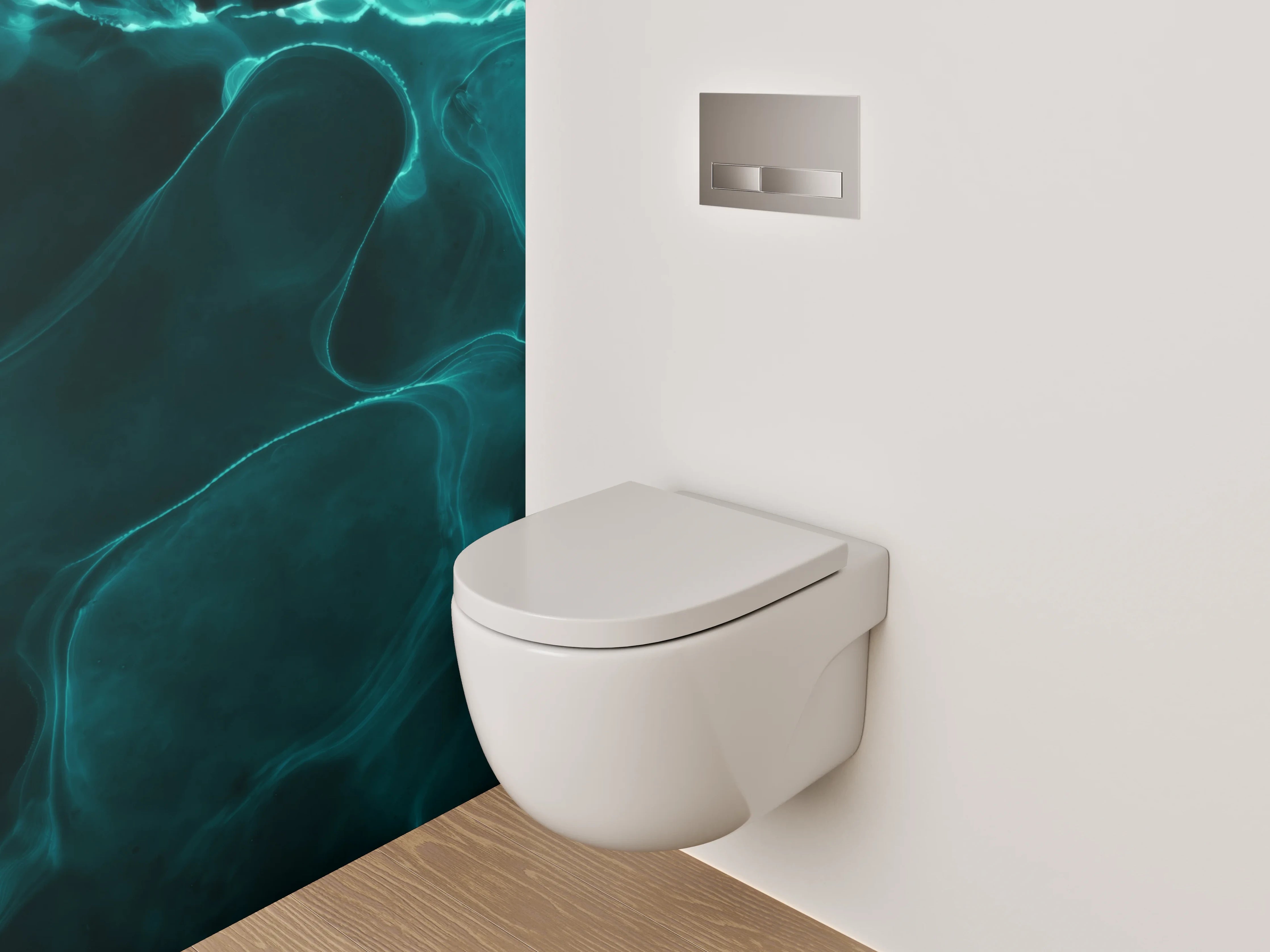 WC-Rückwand - Abstrakte türkis-blau Wellenoptik