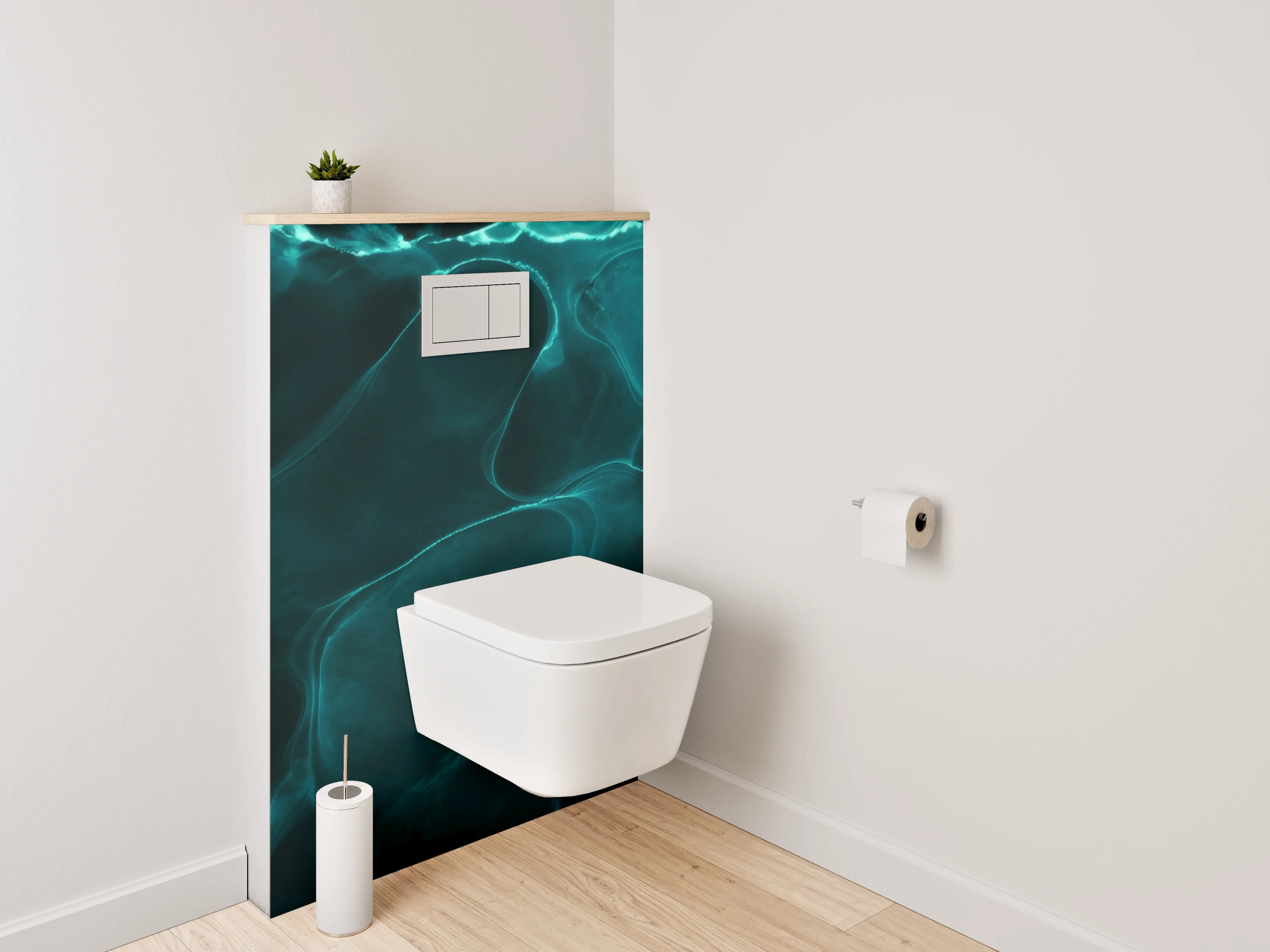 WC-Rückwand - Abstrakte türkis-blau Wellenoptik