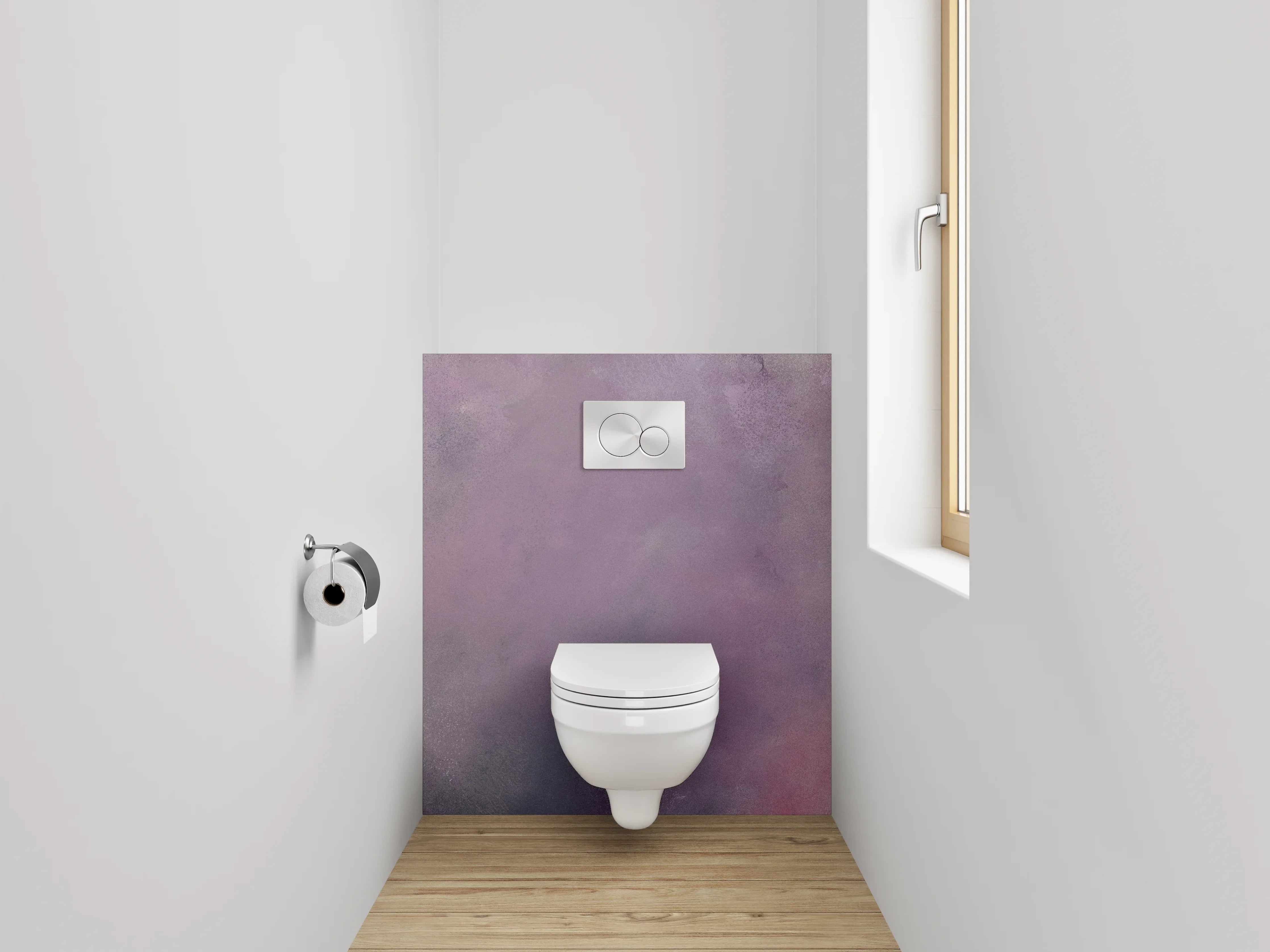 WC-Rückwand - Abstraktes Aquarell Weiß Lila Rosa