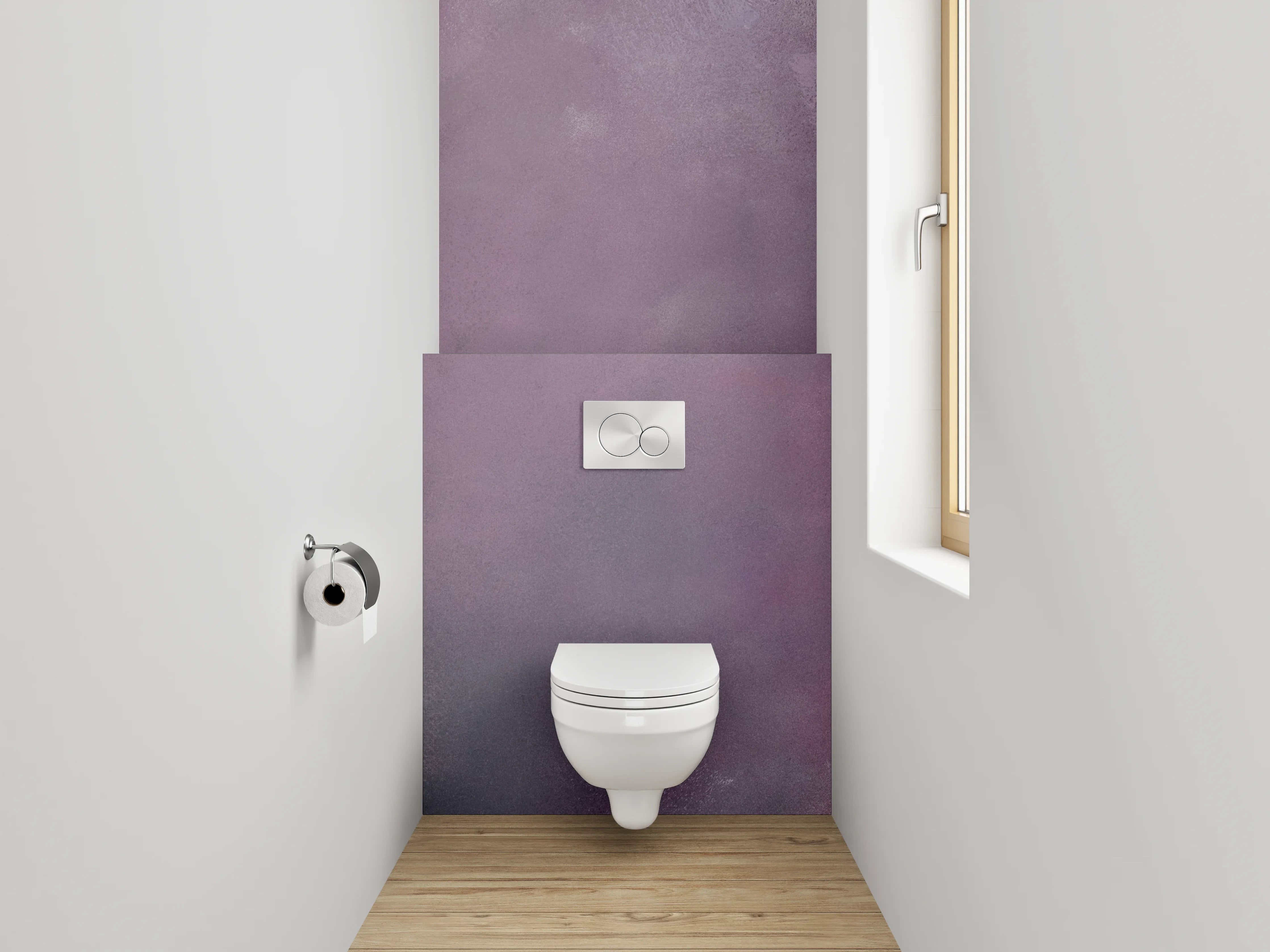 WC-Rückwand - Abstraktes Aquarell Weiß Lila Rosa