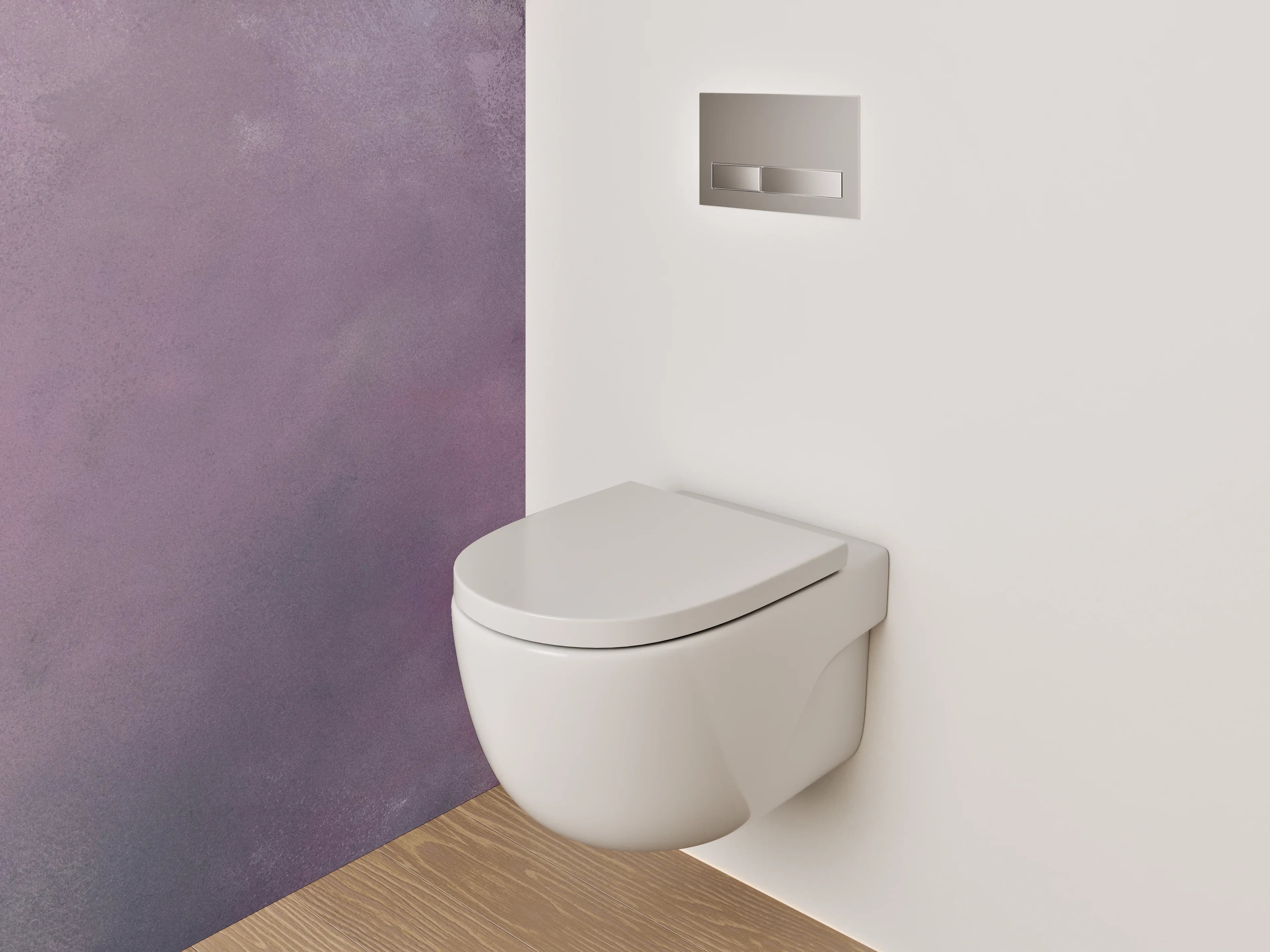 WC-Rückwand - Abstraktes Aquarell Weiß Lila Rosa