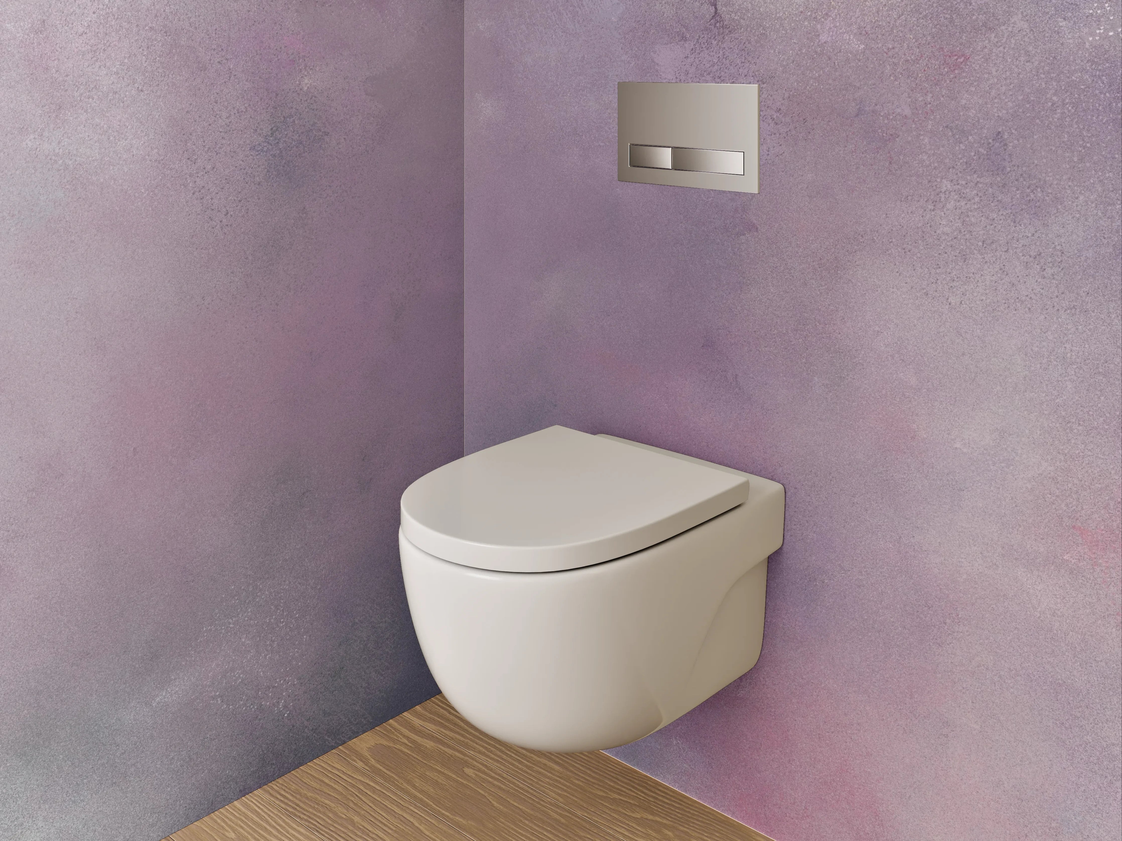 WC-Rückwand - Abstraktes Aquarell Weiß Lila Rosa