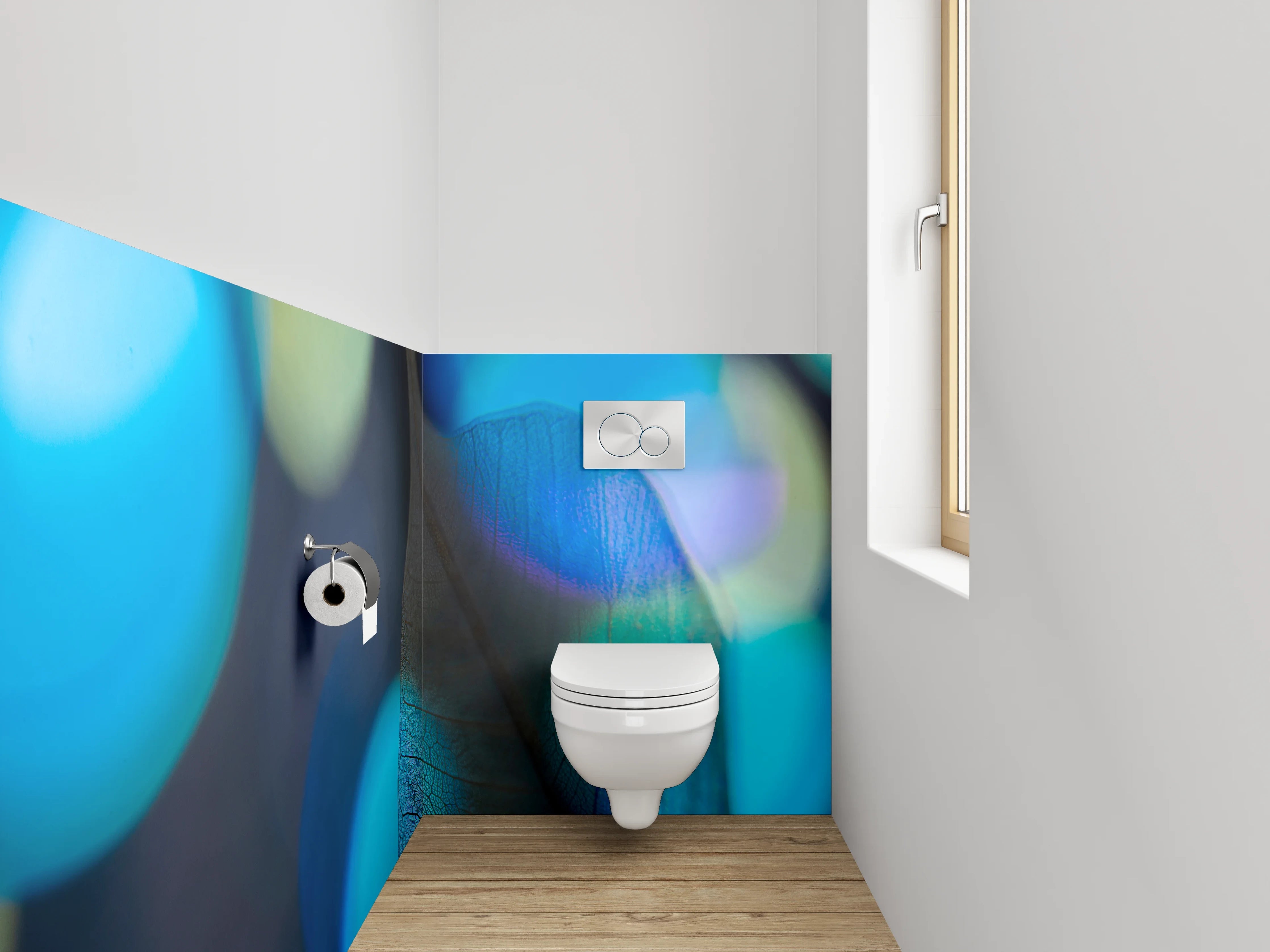 WC-Rückwand - Abstraktes Blatt mit blauen Lichtern