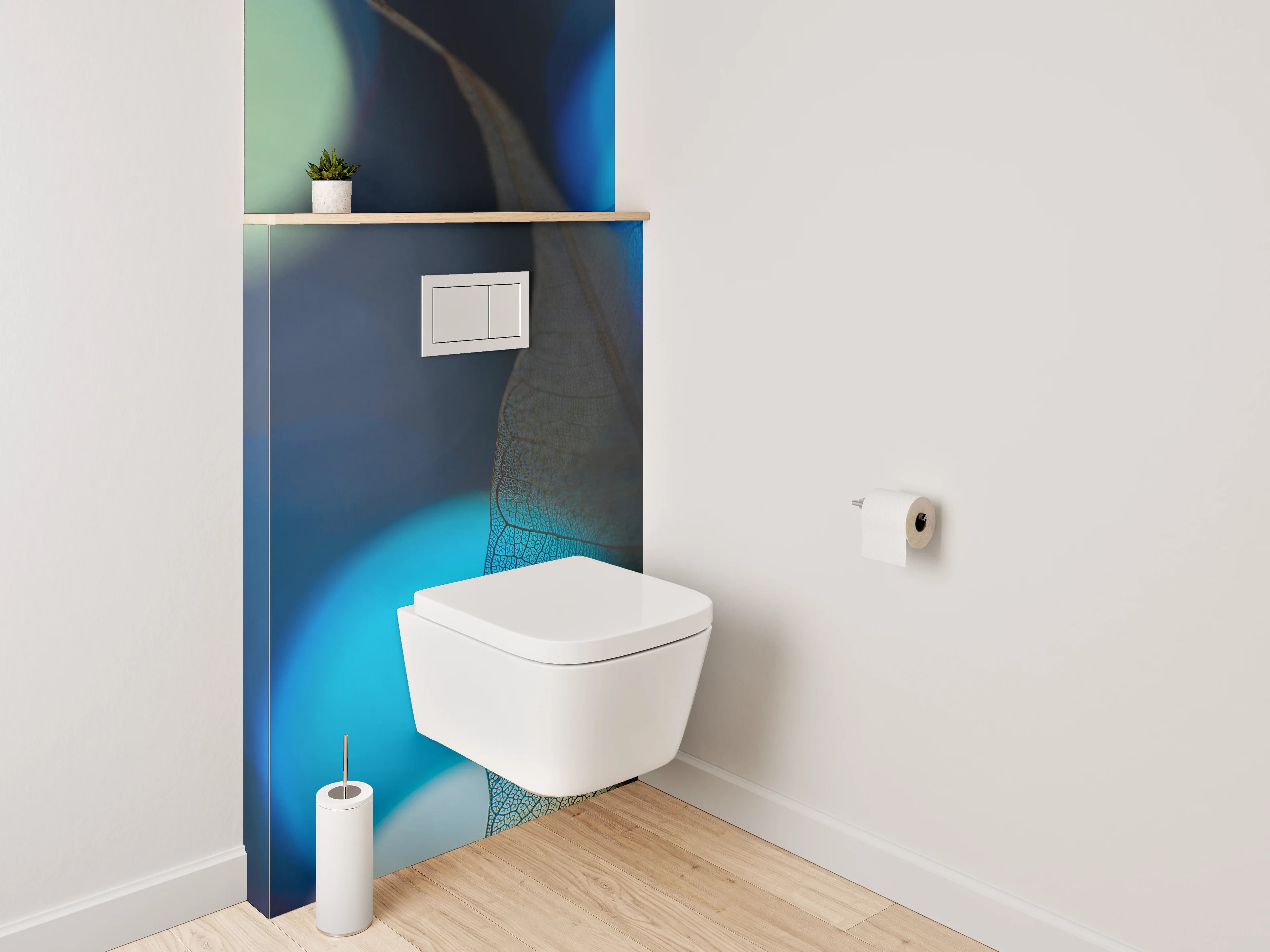 WC-Rückwand - Abstraktes Blatt mit blauen Lichtern