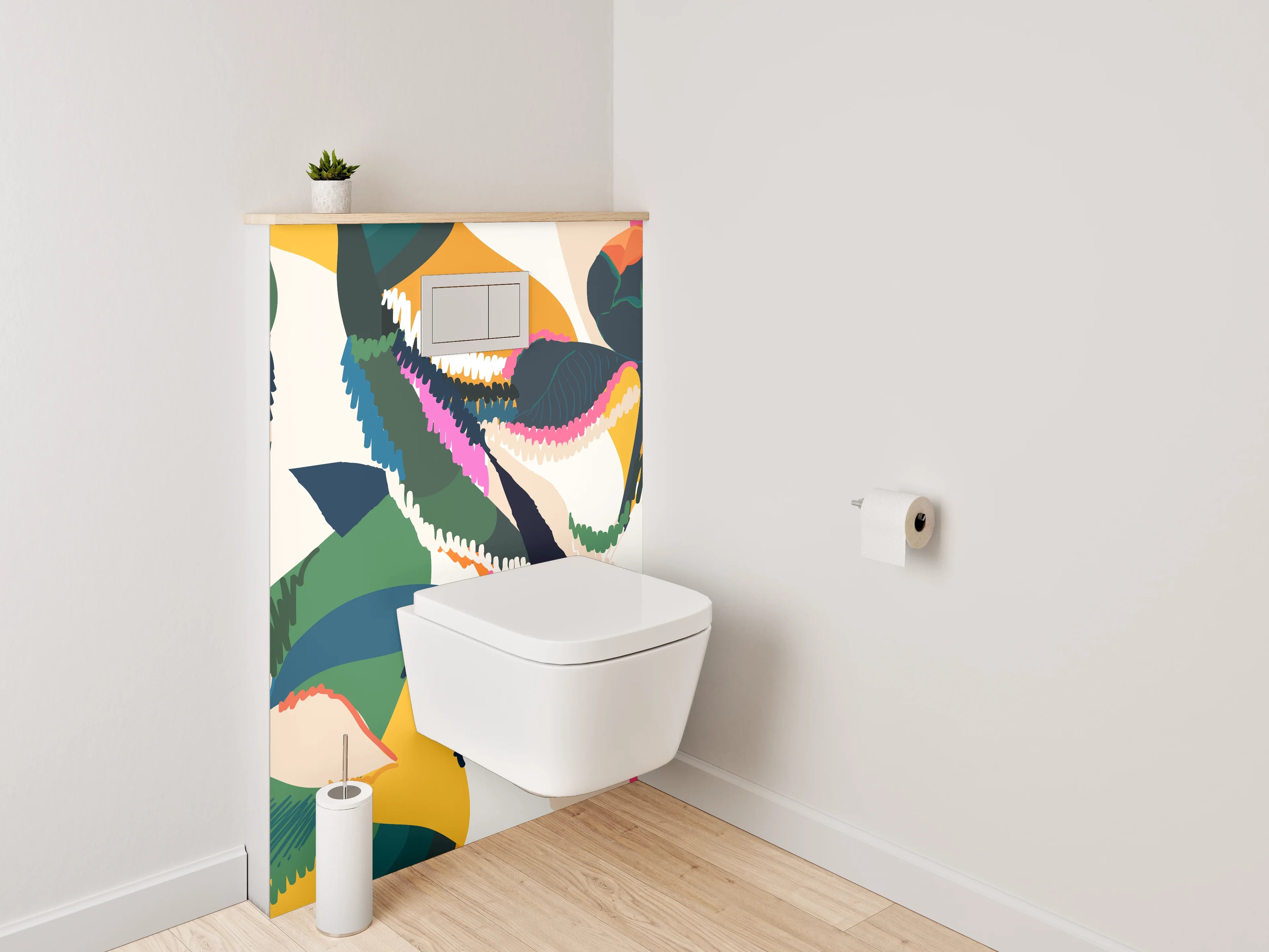 WC-Rückwand - Abstraktes Blütenmuster Bunt Modern