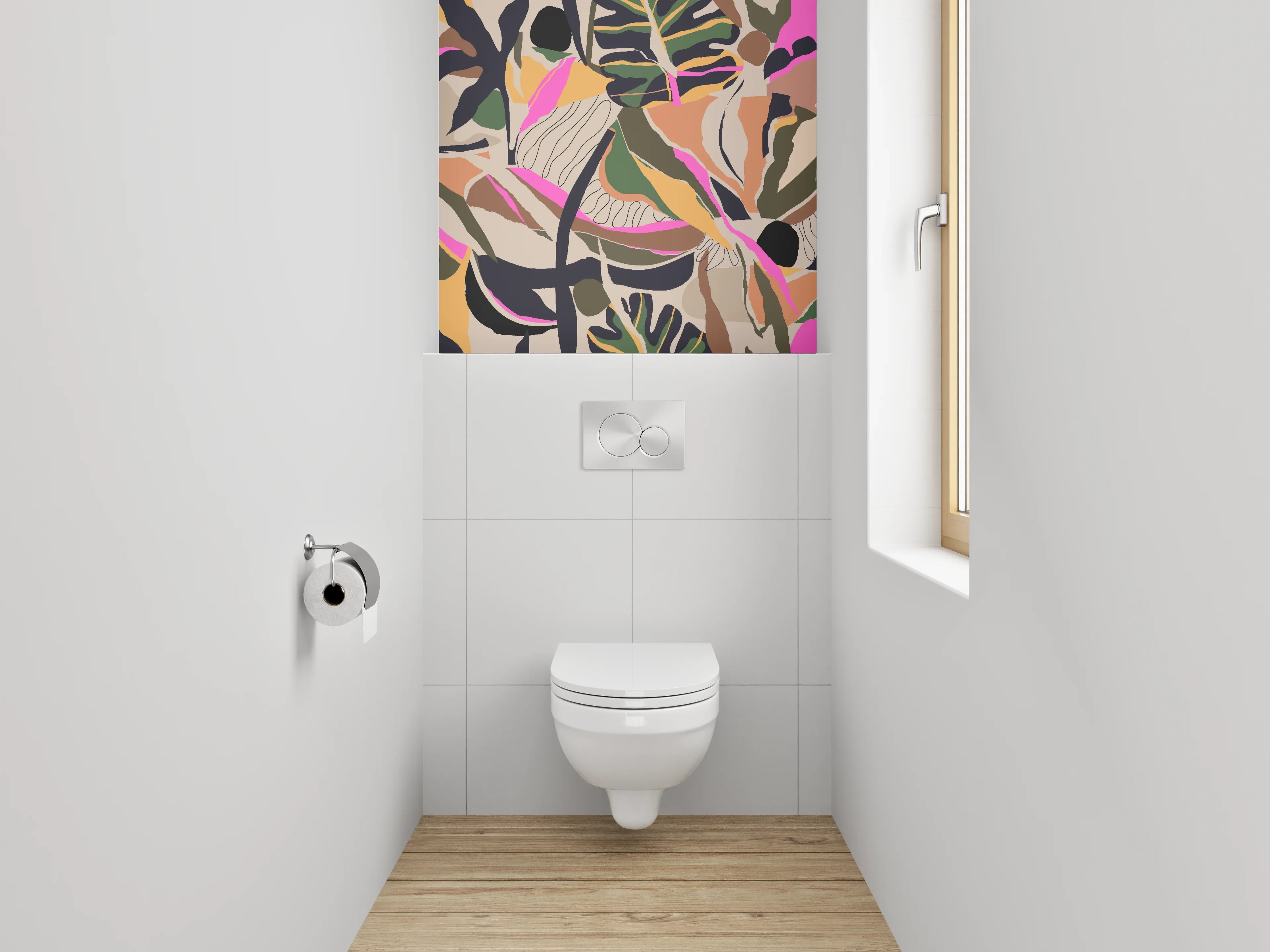 WC-Rückwand - Abstraktes Dschungel-Muster modern bunt