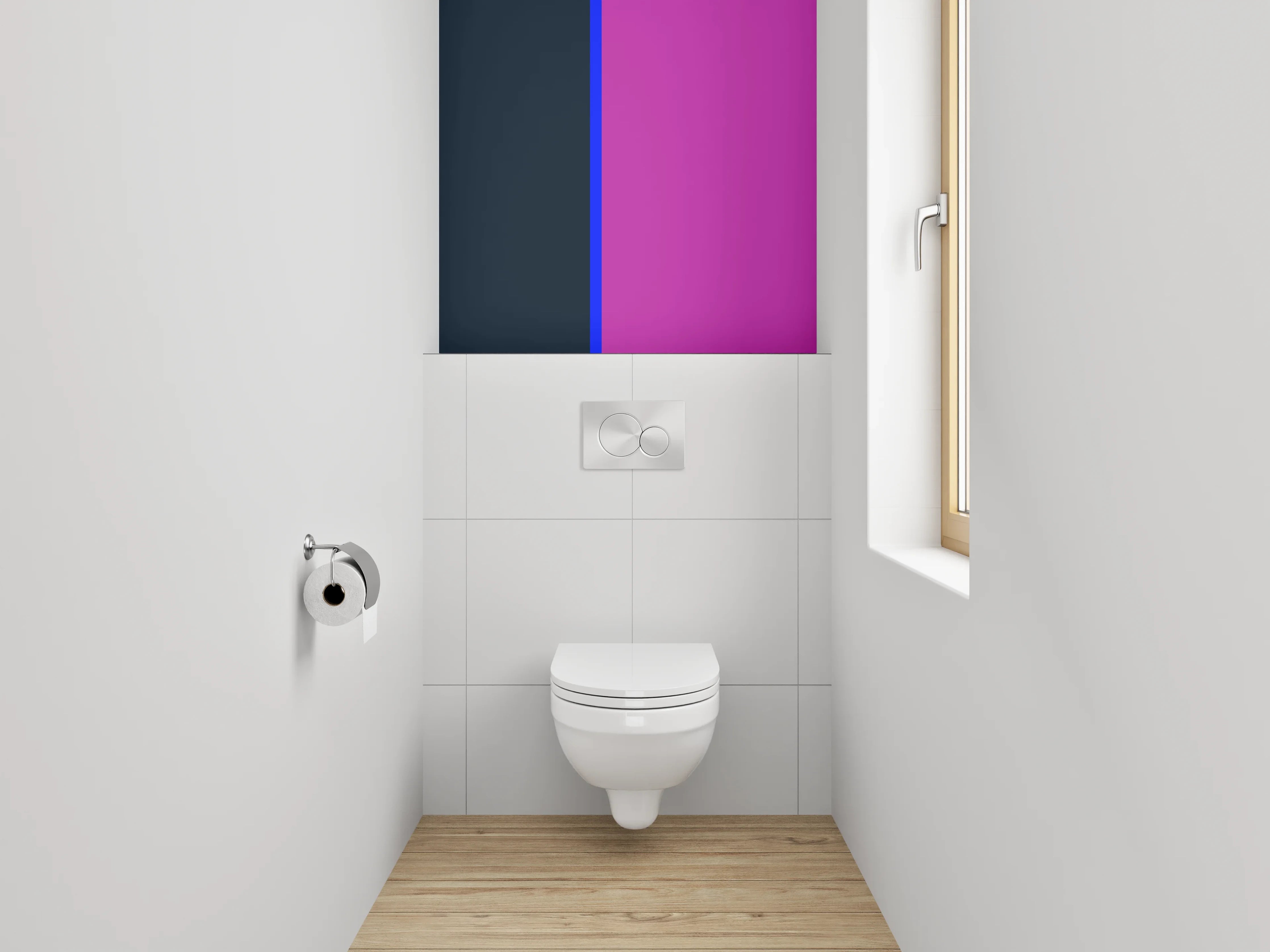 WC-Rückwand - Abstraktes Farben-Duo: Pink und Anthrazit