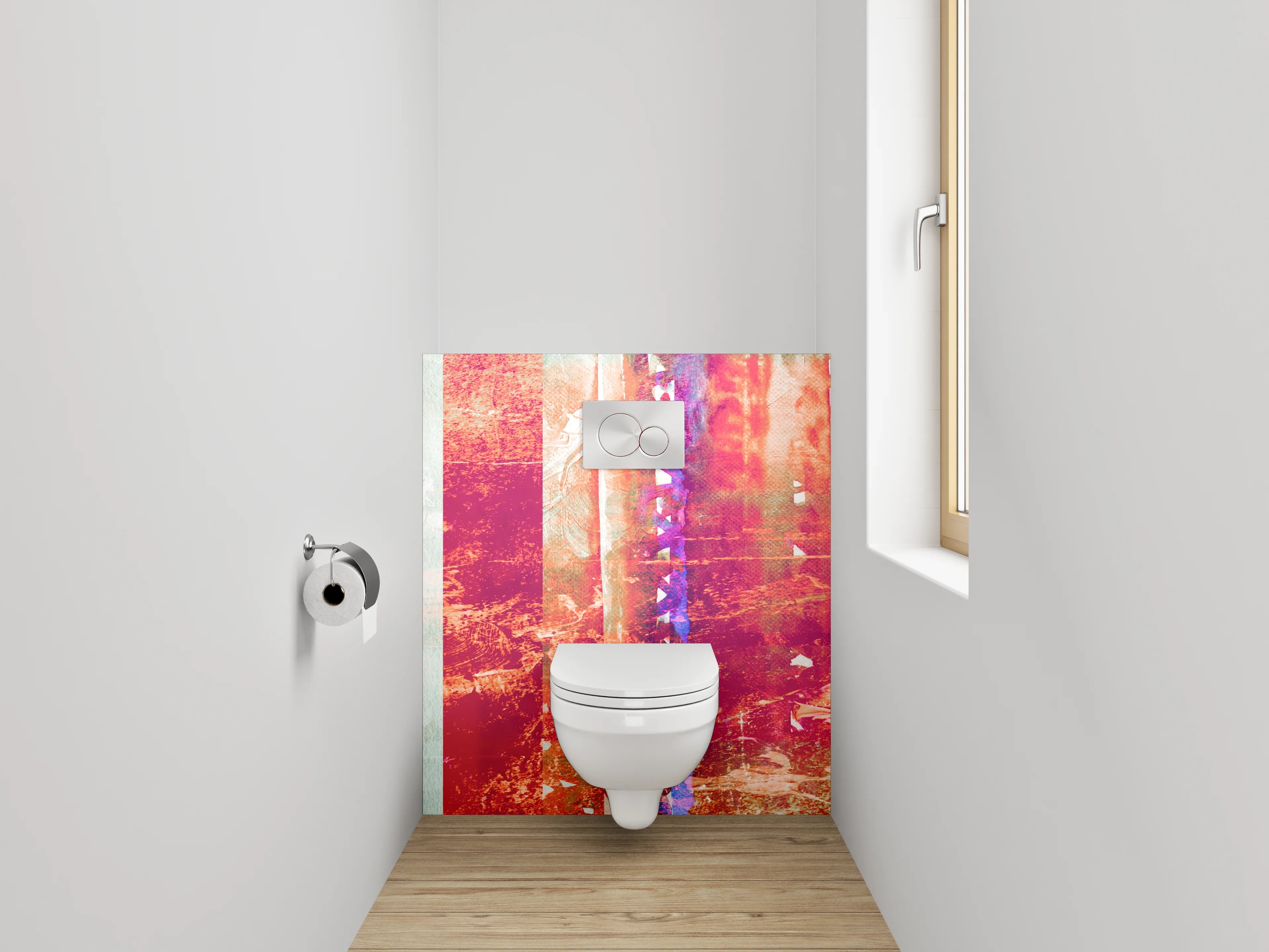 WC-Rückwand - Abstraktes Farbenspiel für Dein Bad