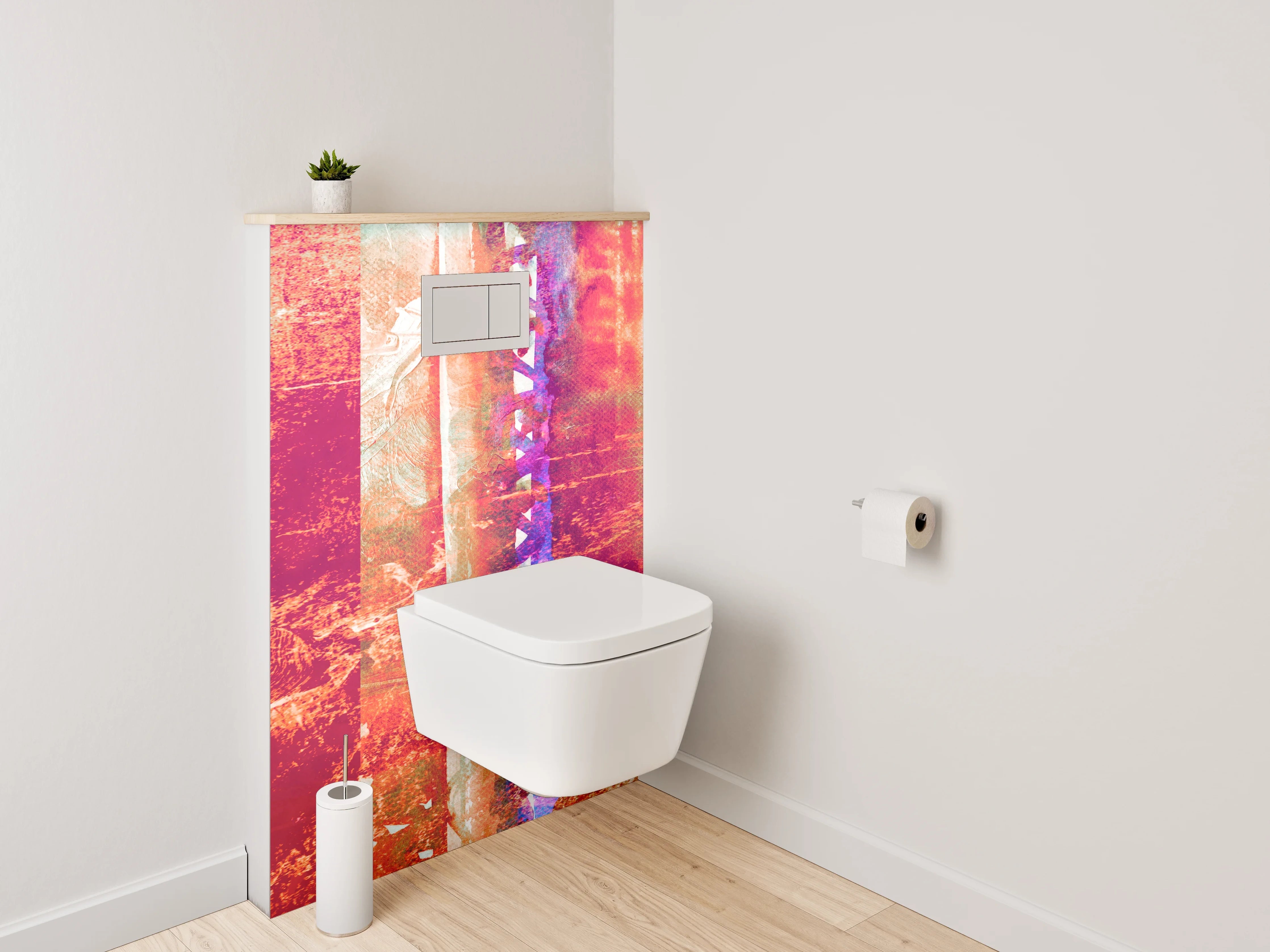 WC-Rückwand - Abstraktes Farbenspiel für Dein Bad