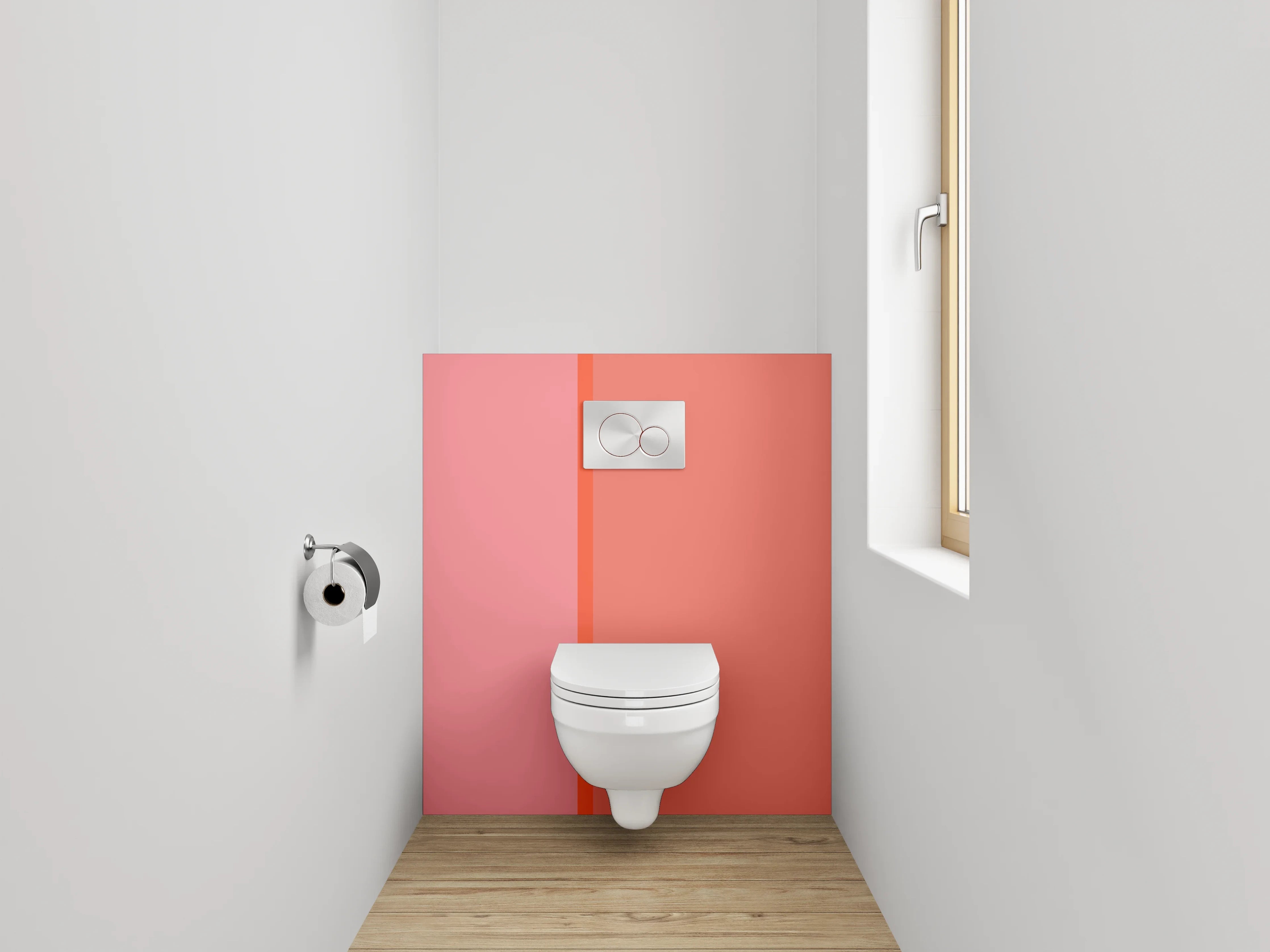 WC-Rückwand - Abstraktes Farbflächen Design Rot-Rosa