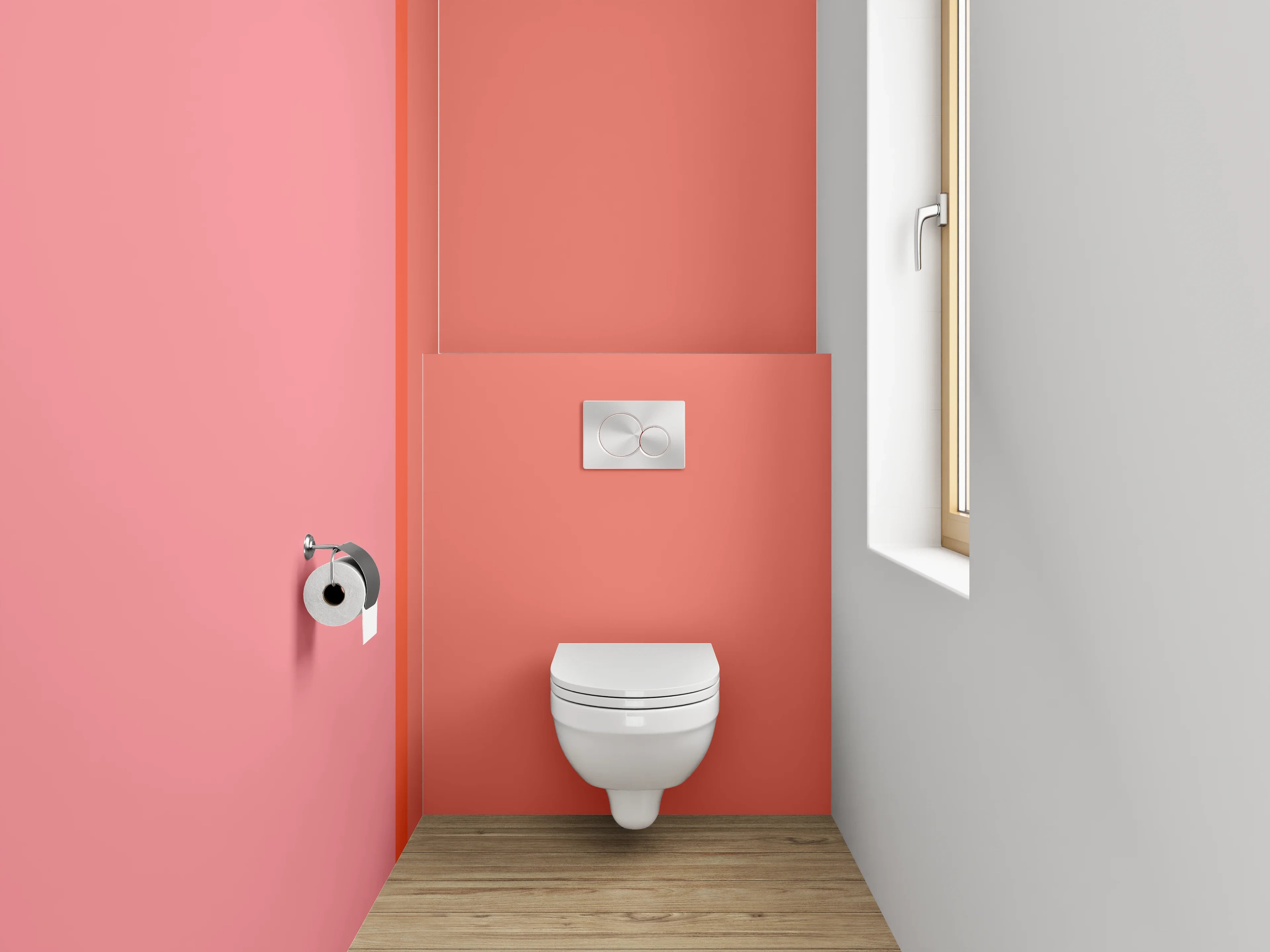 WC-Rückwand - Abstraktes Farbflächen Design Rot-Rosa