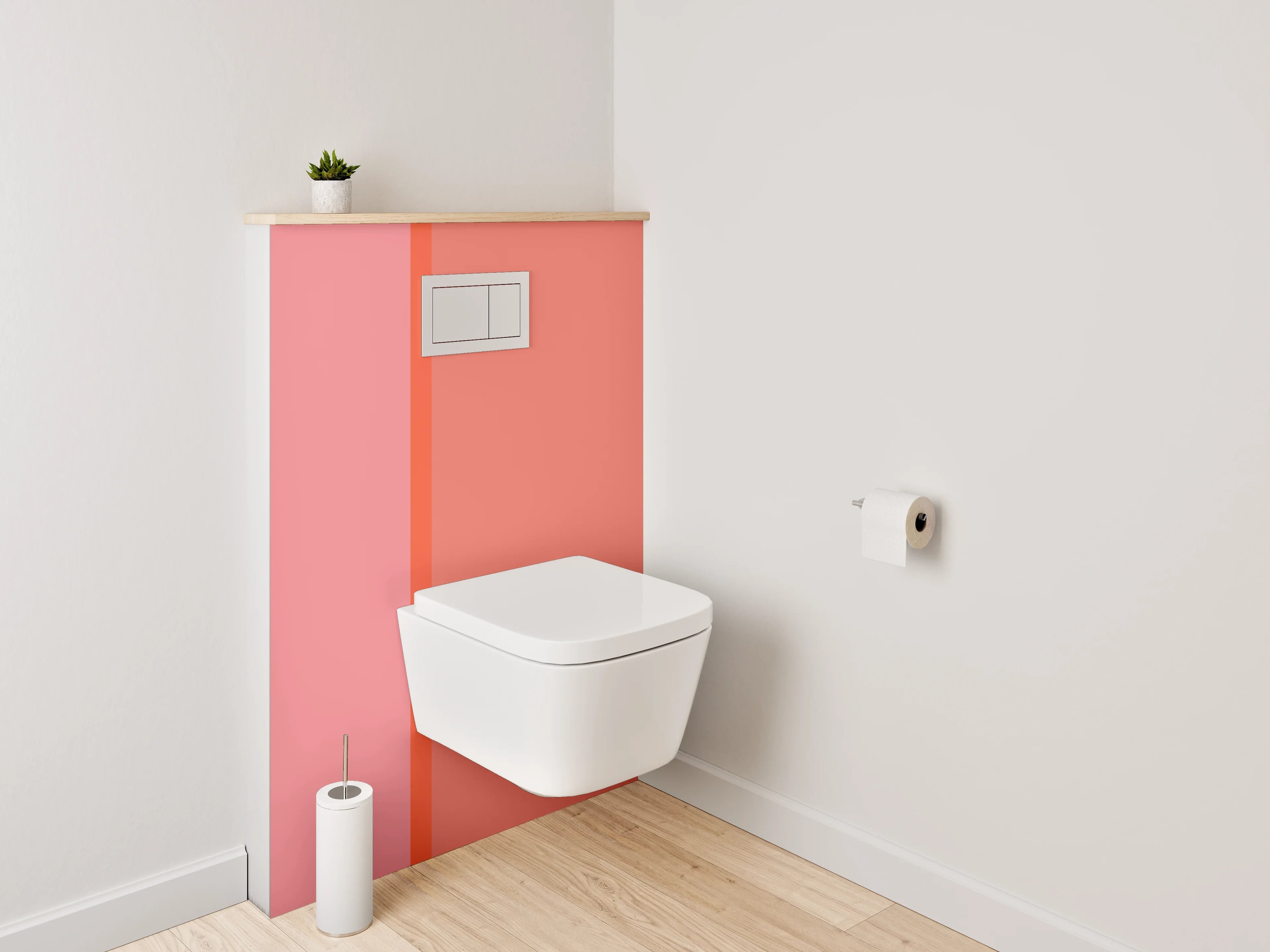 WC-Rückwand - Abstraktes Farbflächen Design Rot-Rosa