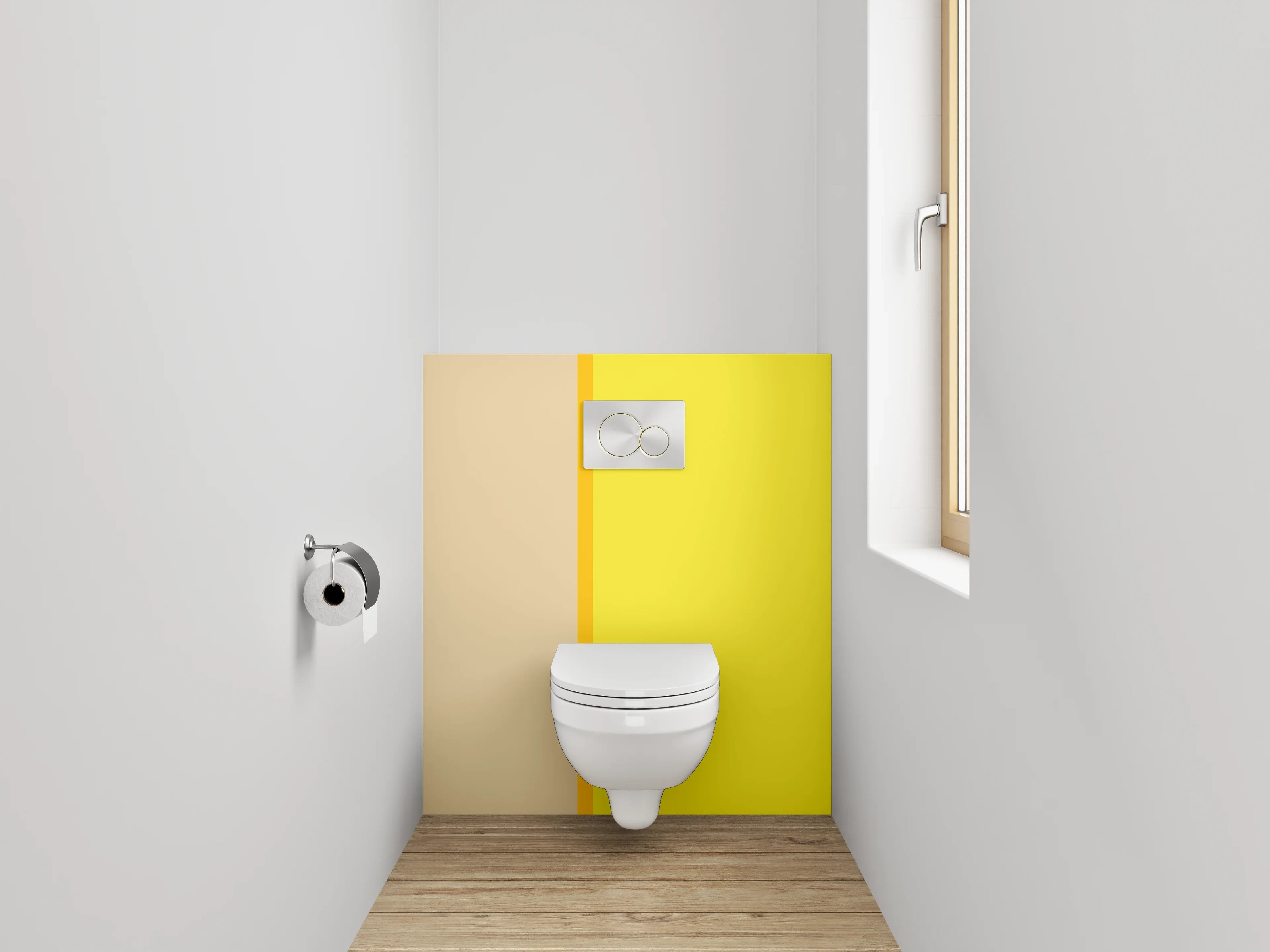 WC-Rückwand - Abstraktes Gelb-Beige Farbfeld Design