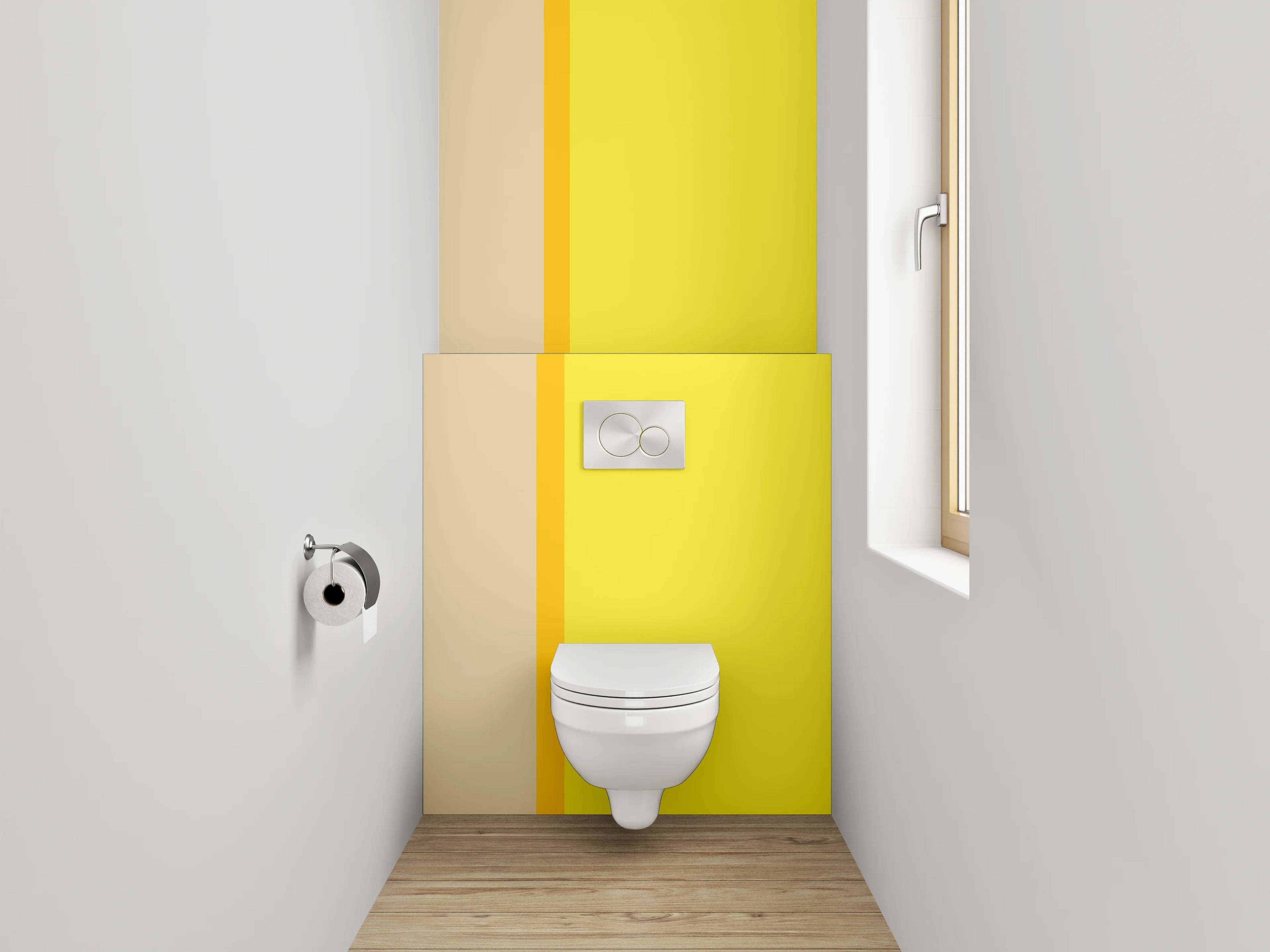 WC-Rückwand - Abstraktes Gelb-Beige Farbfeld Design