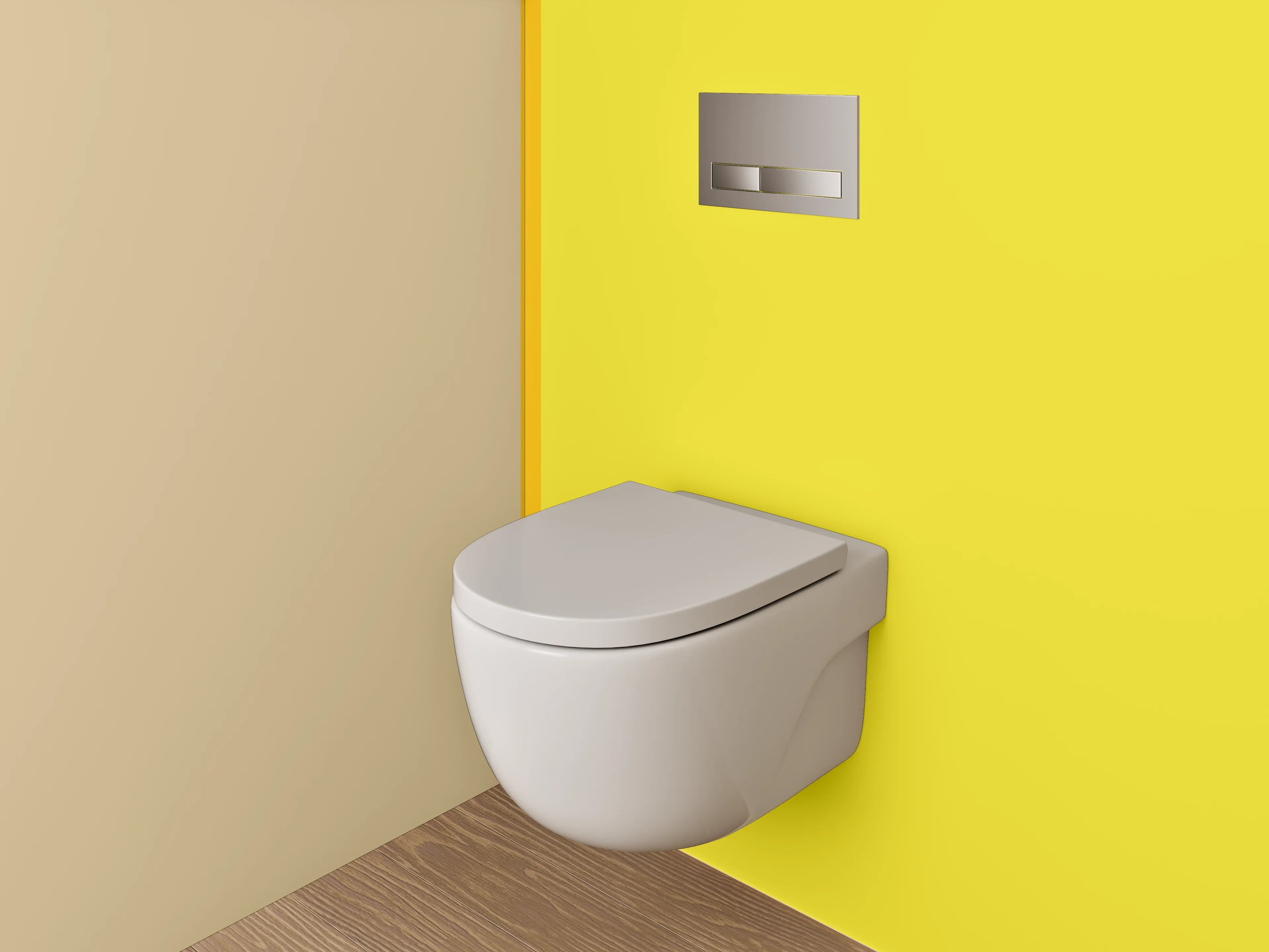 WC-Rückwand - Abstraktes Gelb-Beige Farbfeld Design