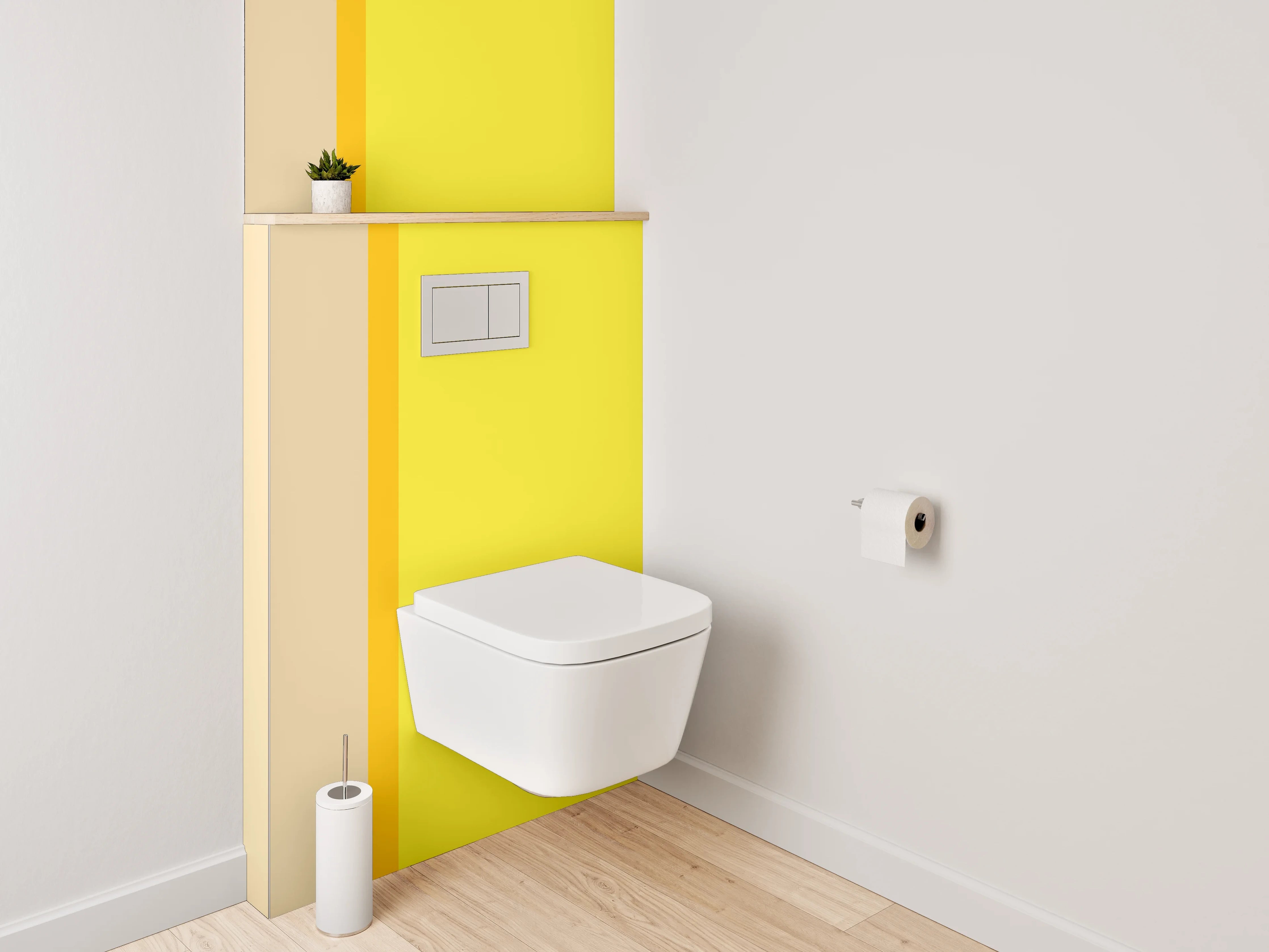 WC-Rückwand - Abstraktes Gelb-Beige Farbfeld Design