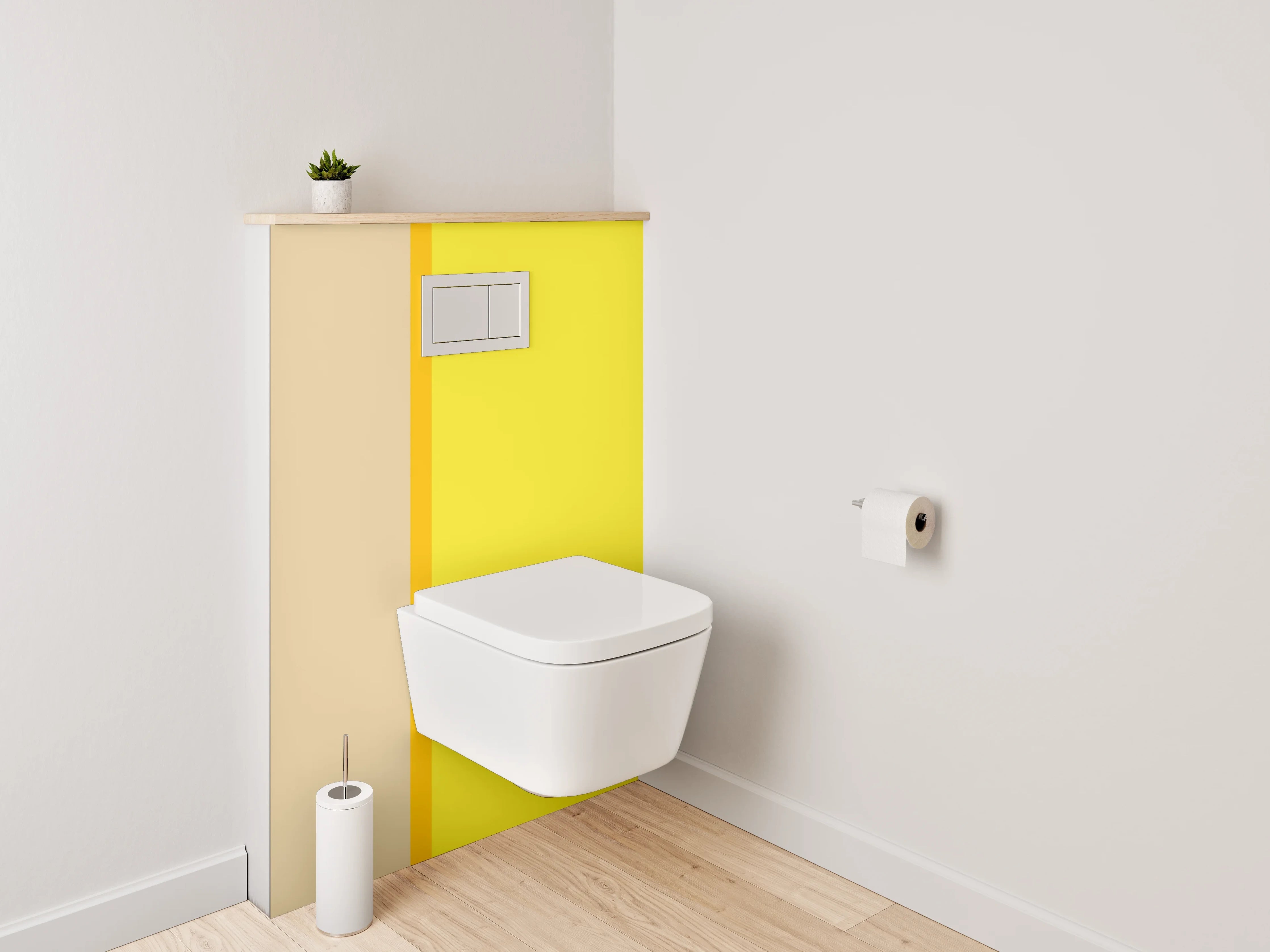 WC-Rückwand - Abstraktes Gelb-Beige Farbfeld Design