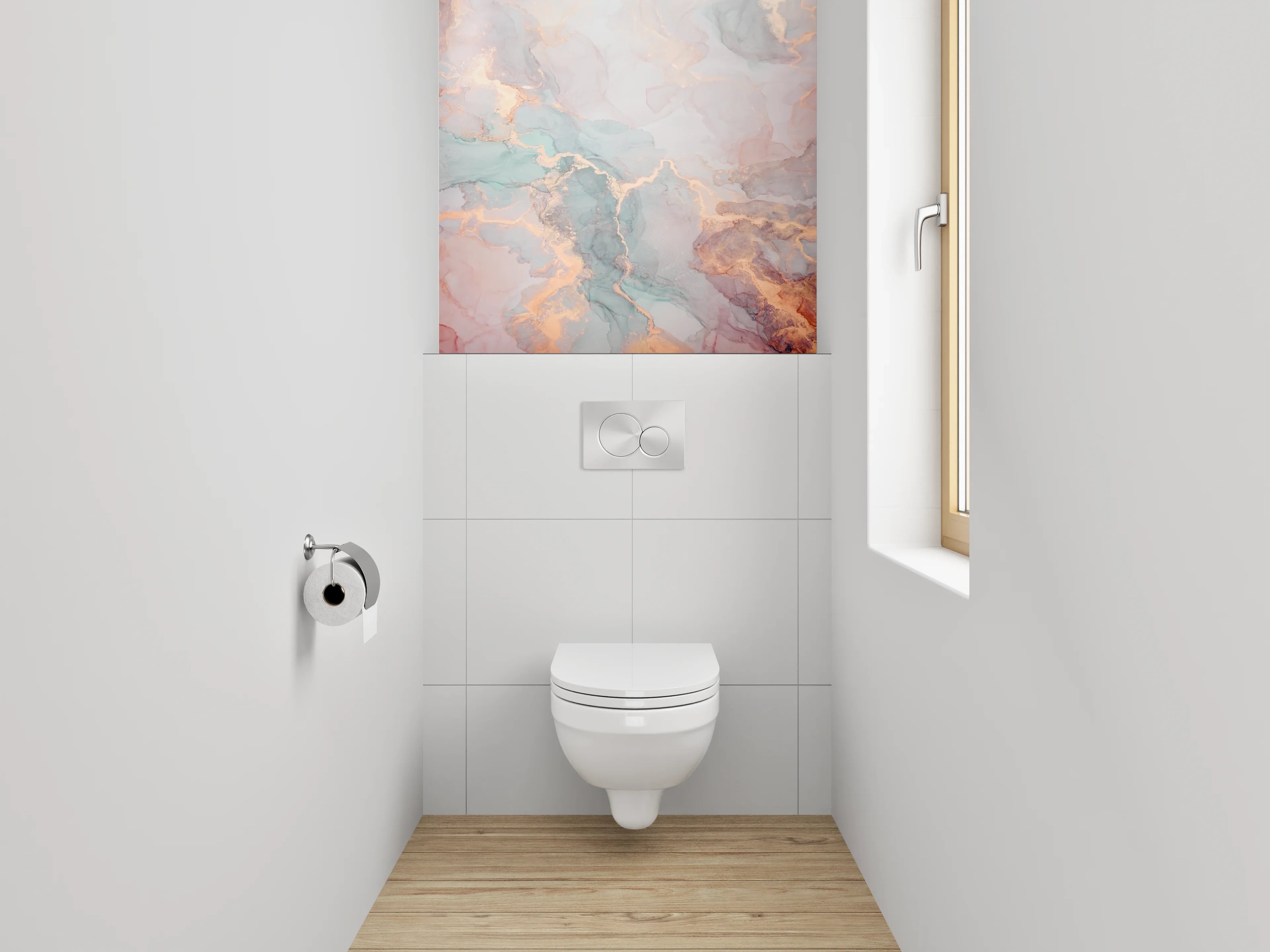 WC-Rückwand - Abstraktes Marmor Aquarell Pastell