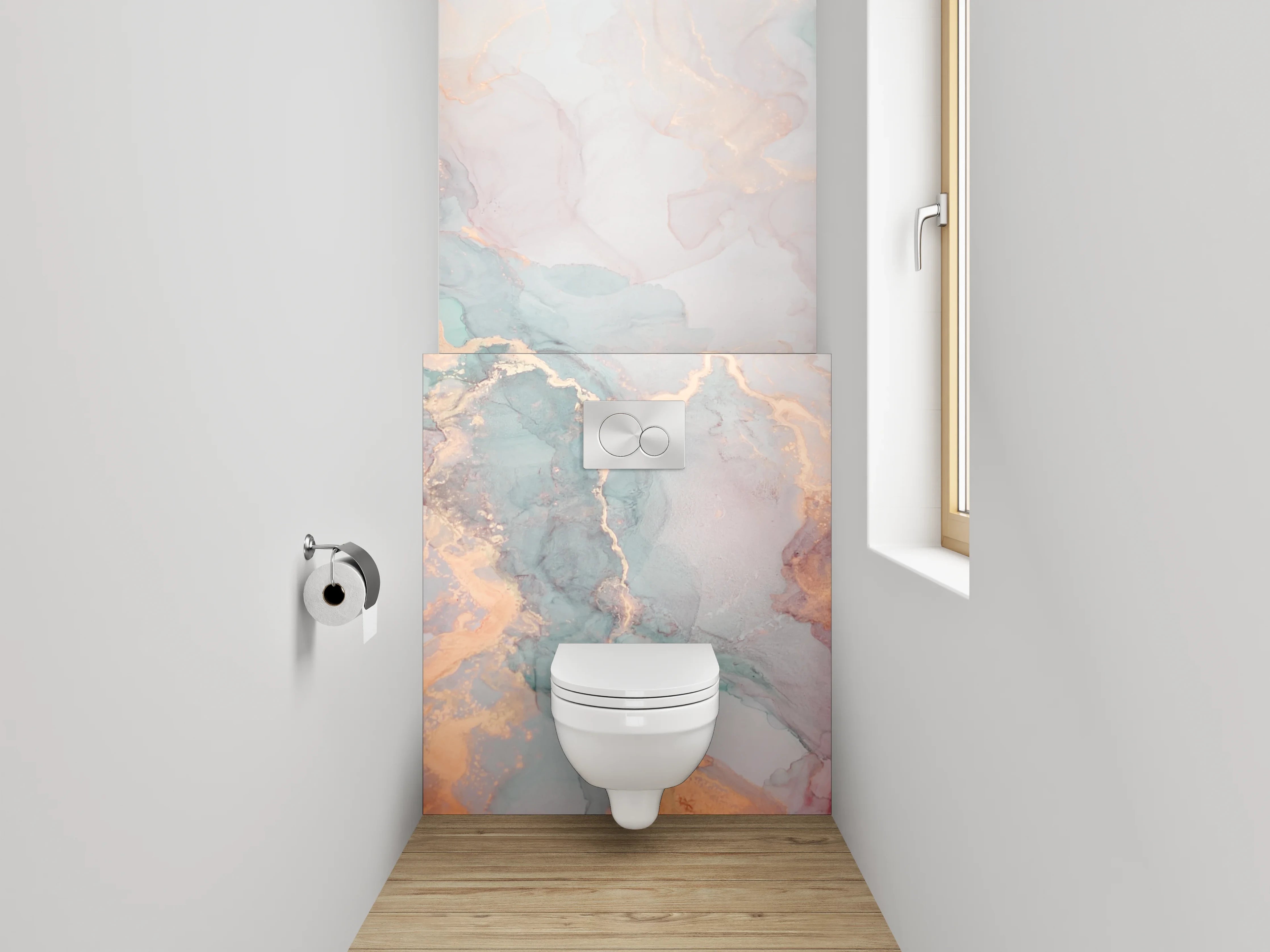 WC-Rückwand - Abstraktes Marmor Aquarell Pastell