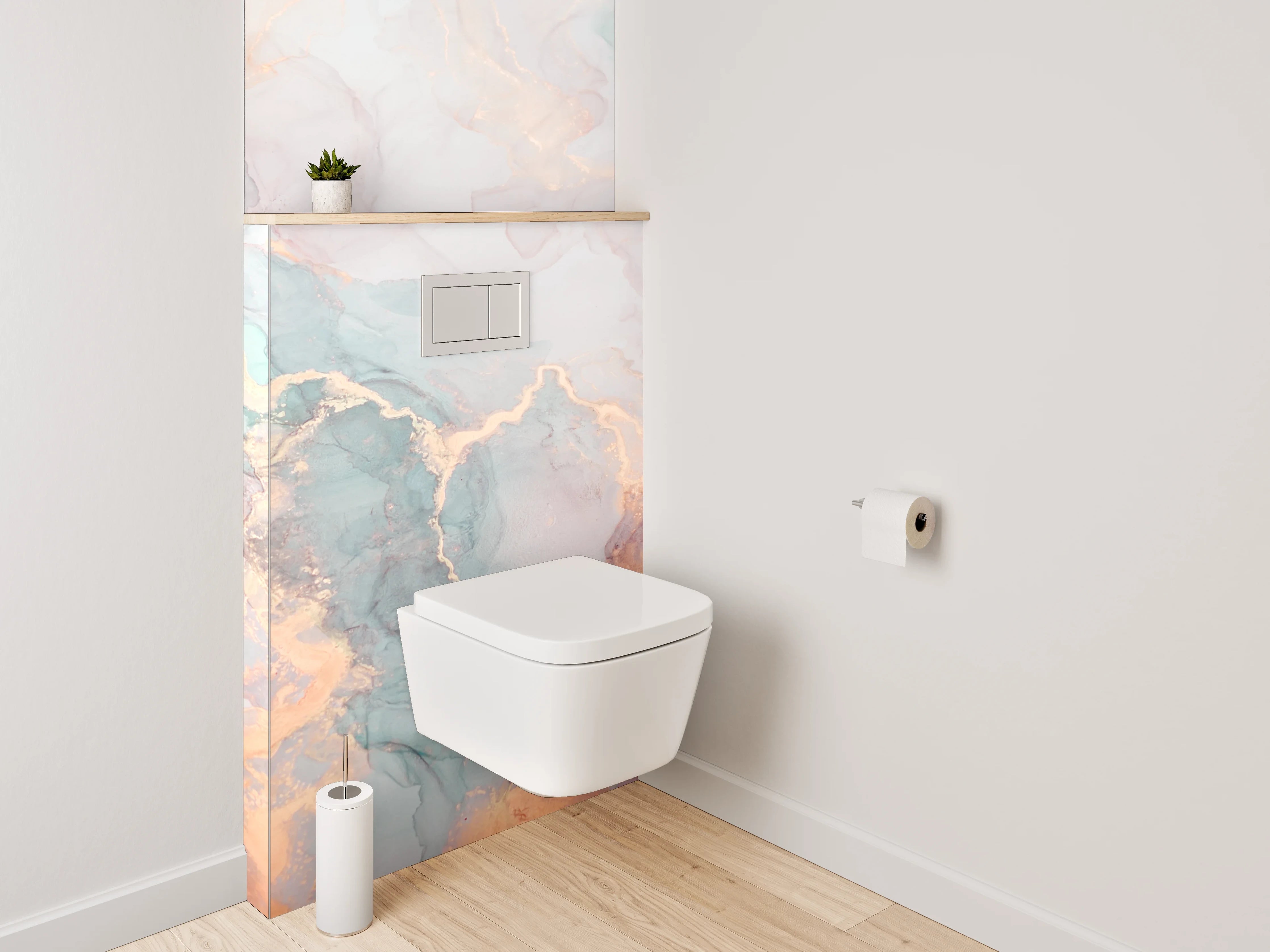 WC-Rückwand - Abstraktes Marmor Aquarell Pastell