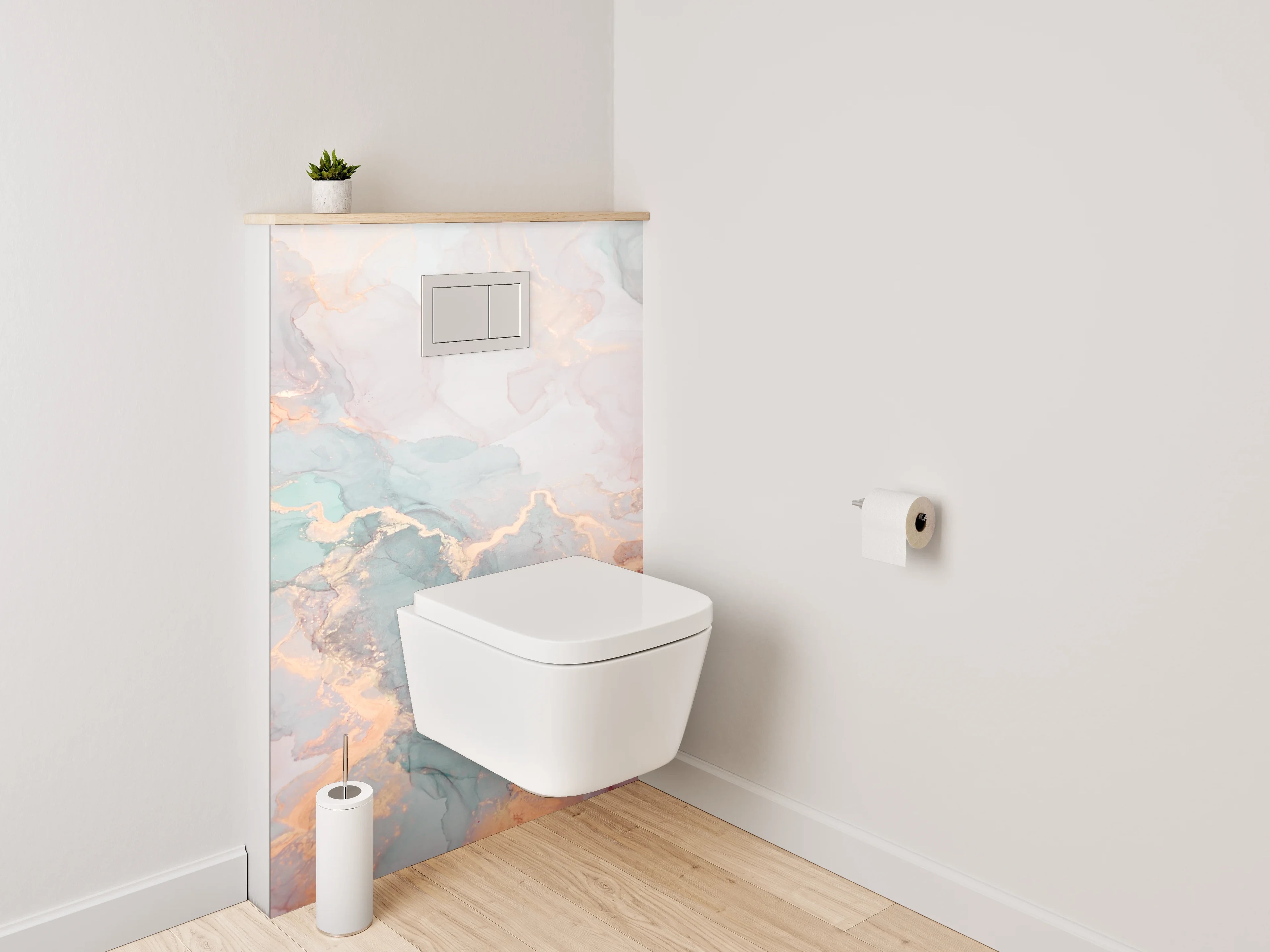 WC-Rückwand - Abstraktes Marmor Aquarell Pastell