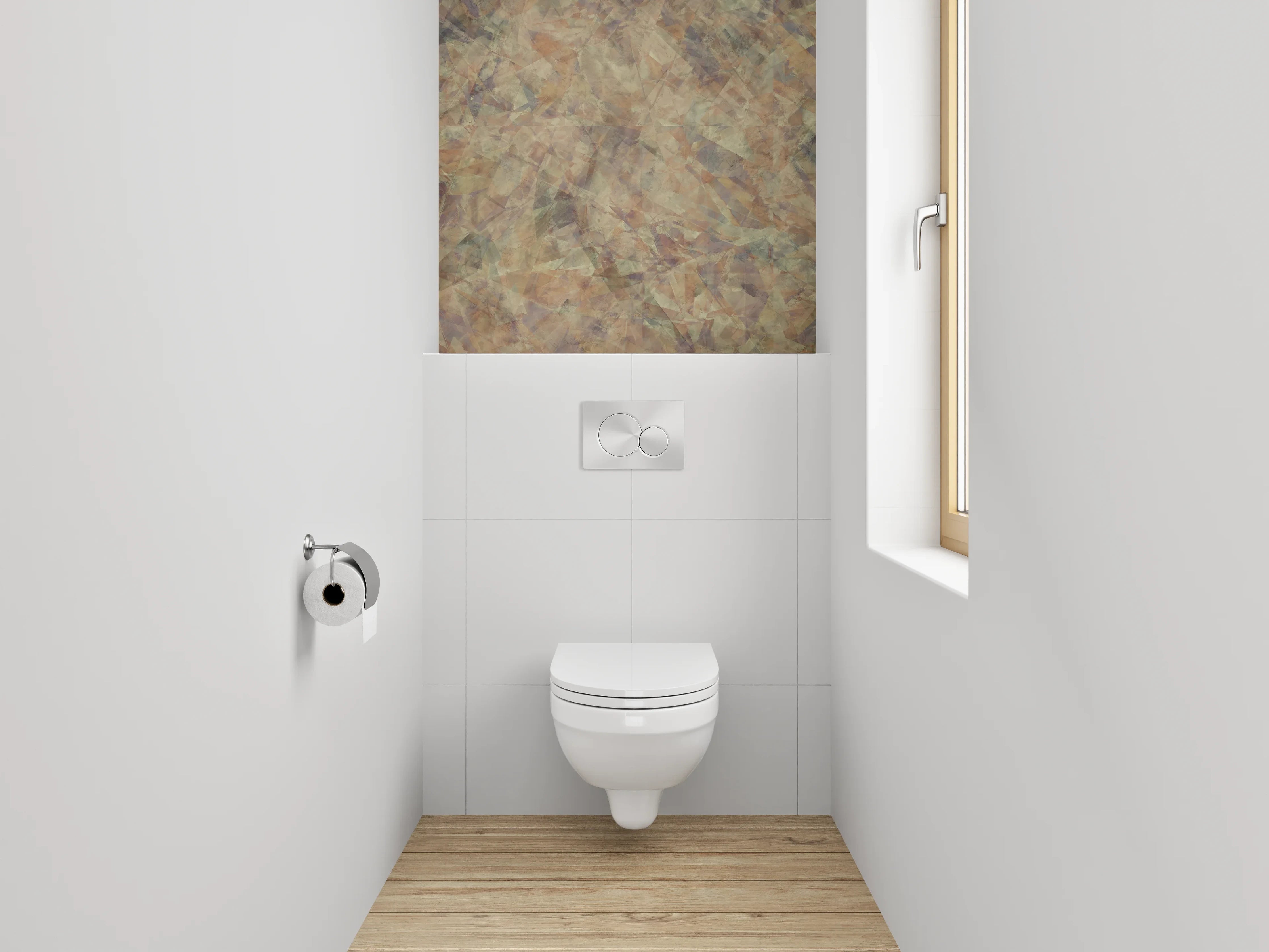 WC-Rückwand - Abstraktes Marmor-Design in Erdtönen