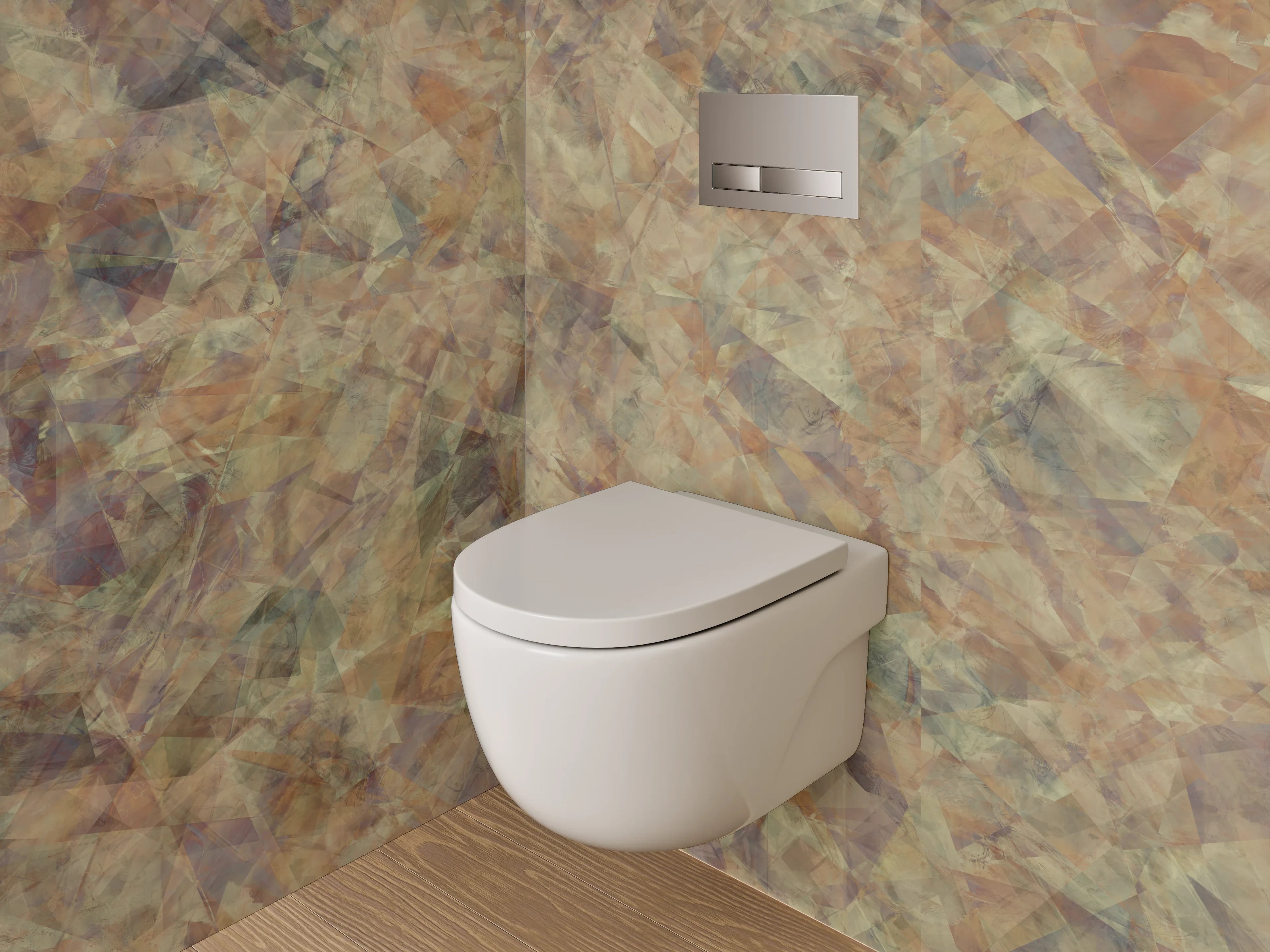 WC-Rückwand - Abstraktes Marmor-Design in Erdtönen