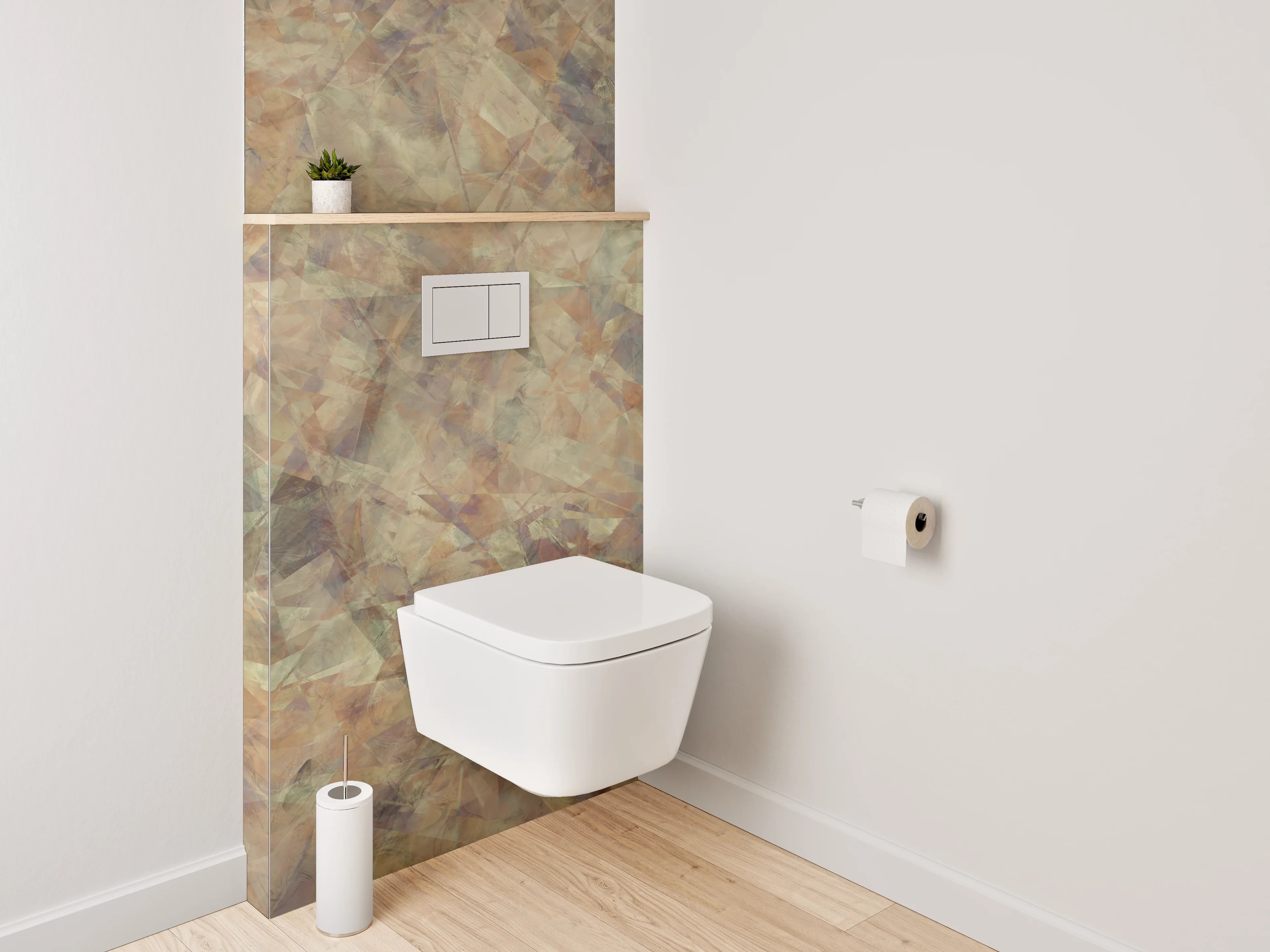 WC-Rückwand - Abstraktes Marmor-Design in Erdtönen