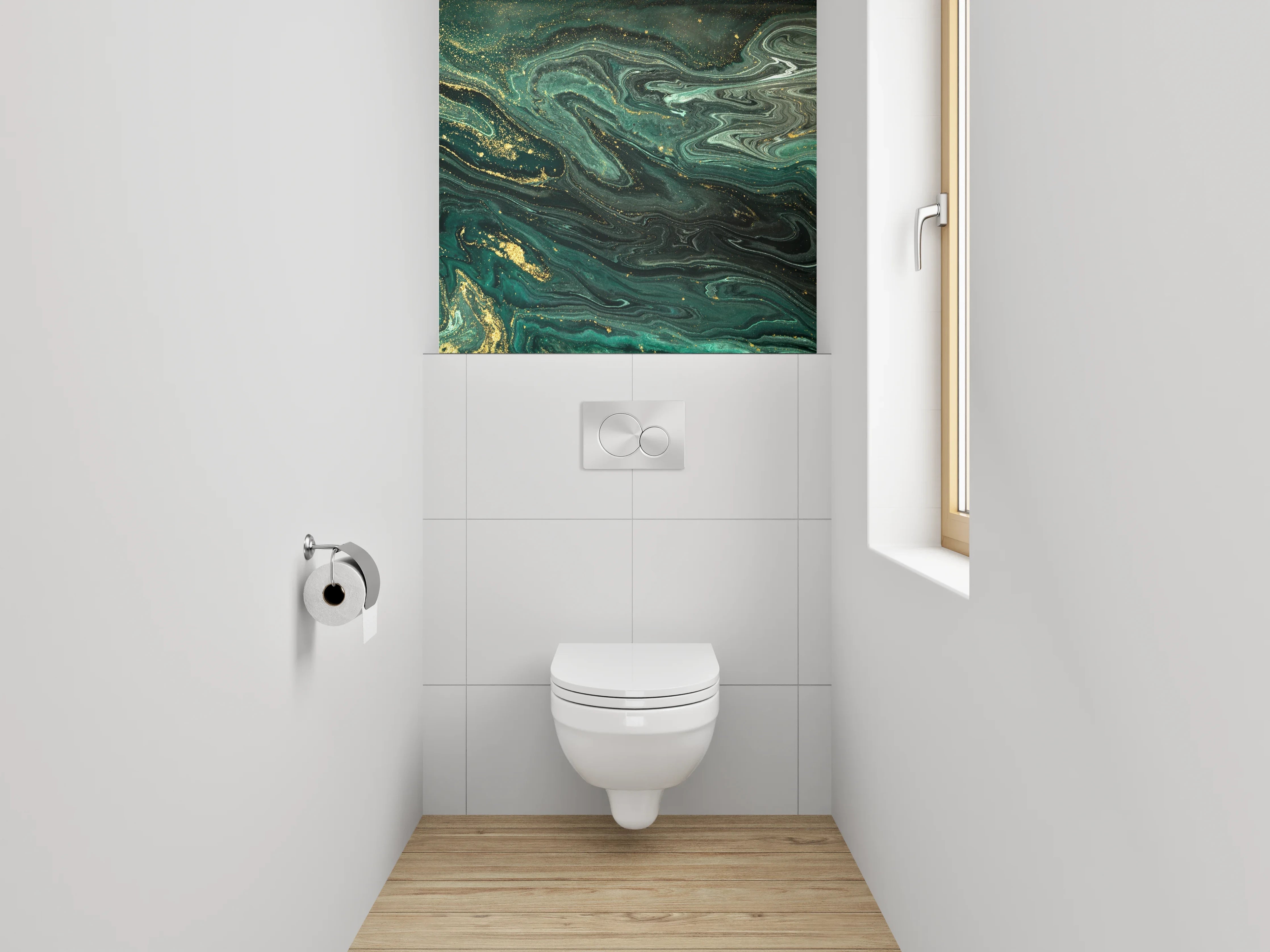 WC-Rückwand - Abstraktes Marmor-Gold Kunstwerk