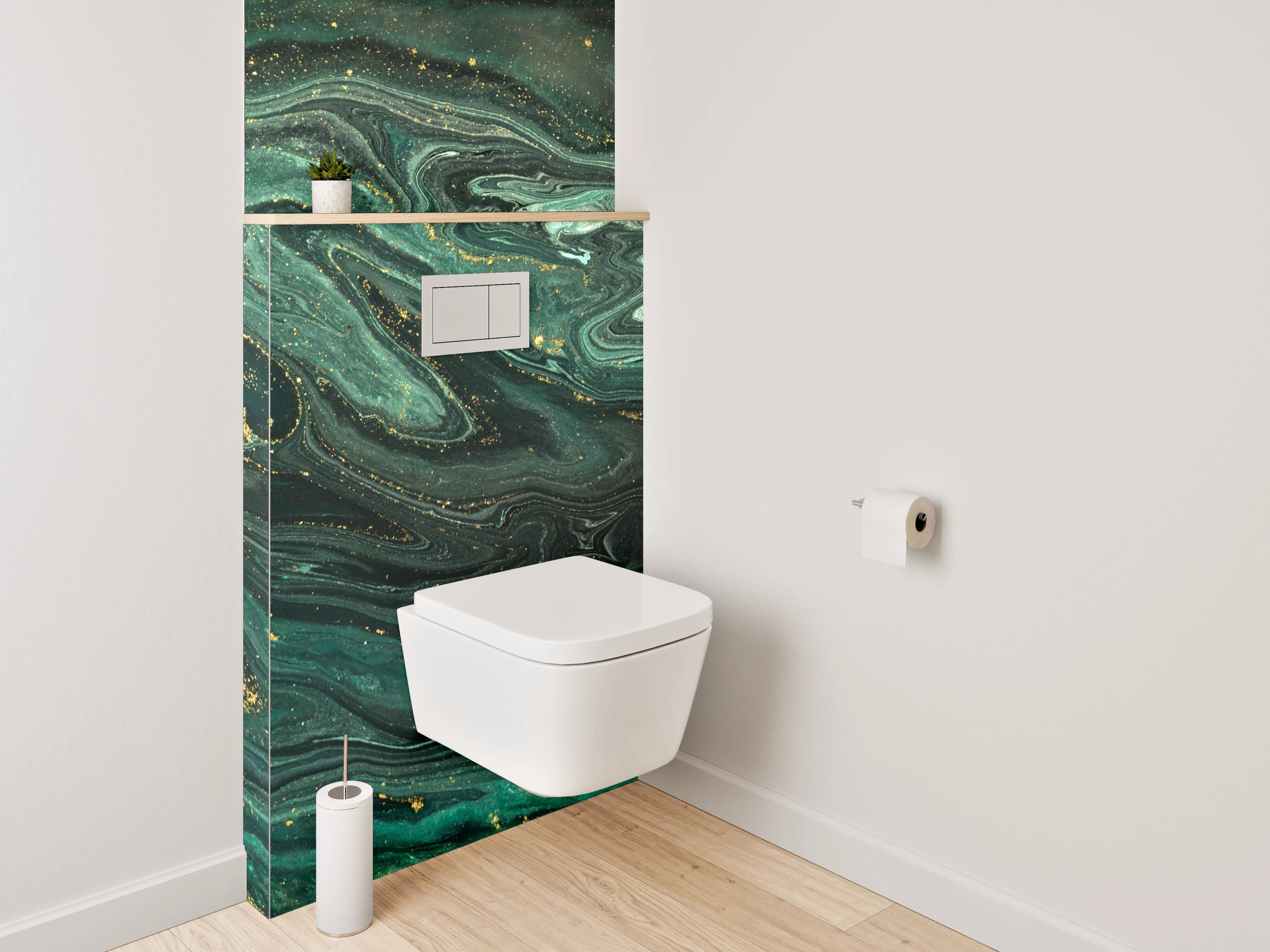WC-Rückwand - Abstraktes Marmor-Gold Kunstwerk