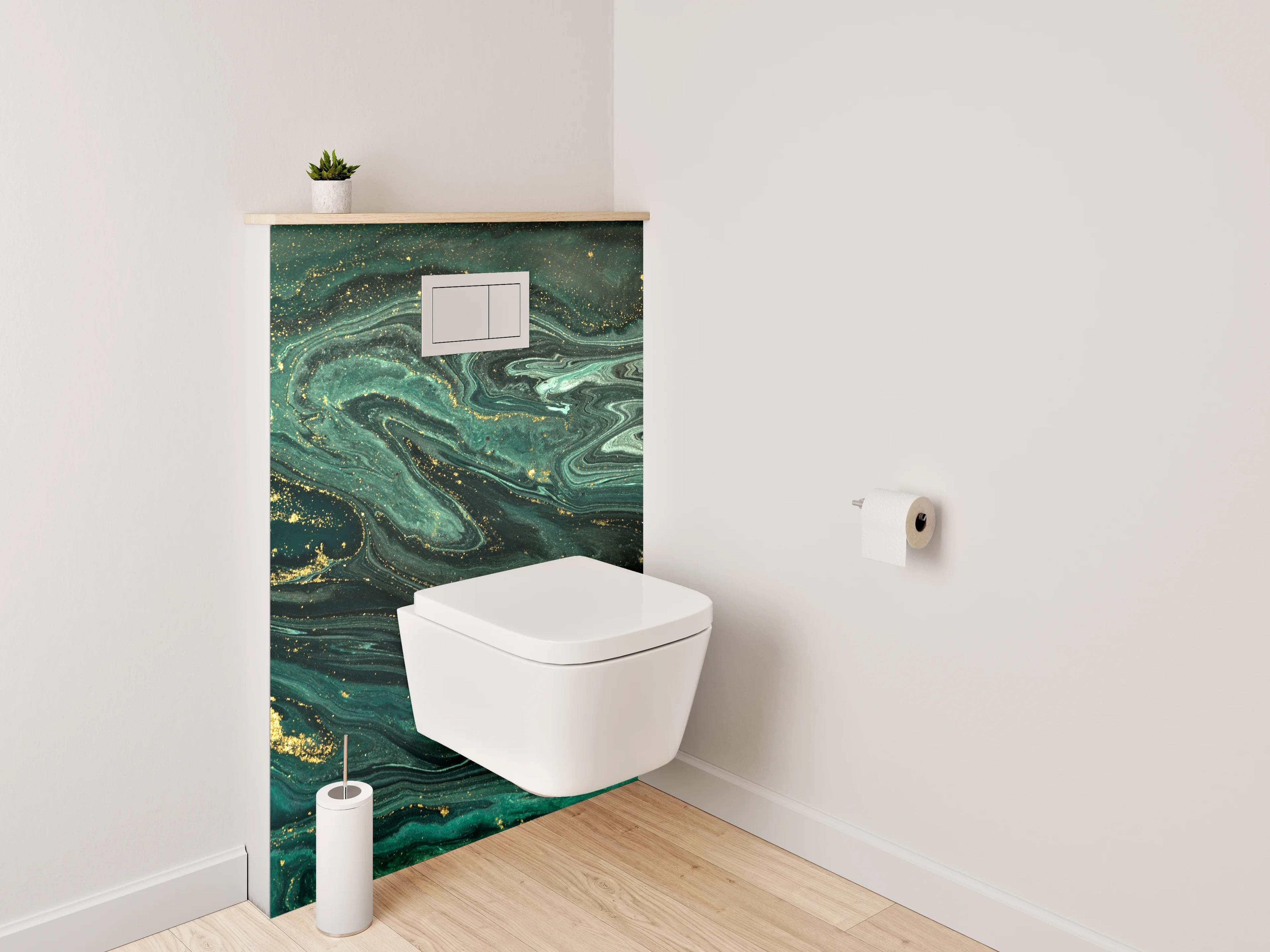 WC-Rückwand - Abstraktes Marmor-Gold Kunstwerk