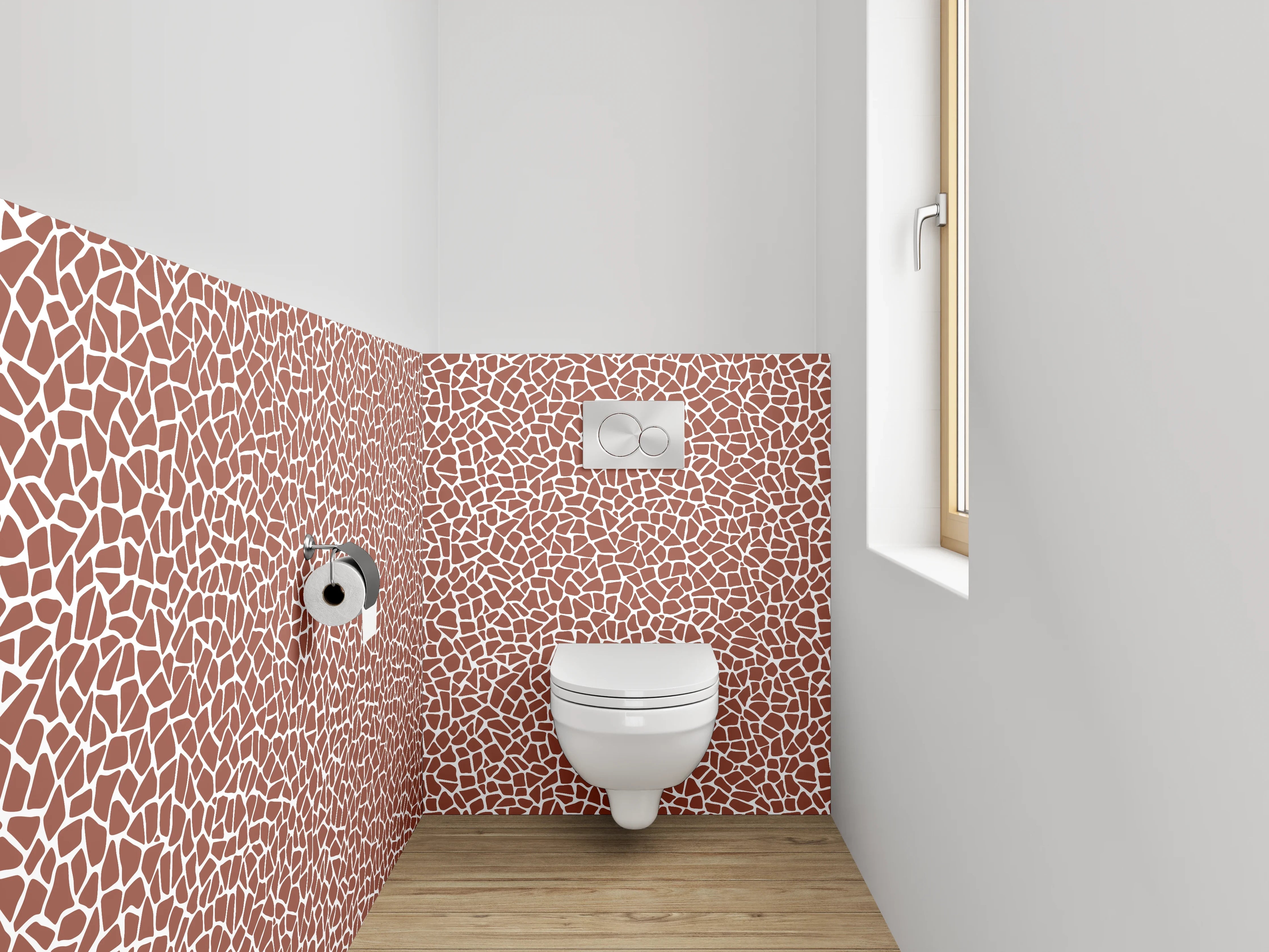 WC-Rückwand - Abstraktes Mosaik Design Braun Weiß