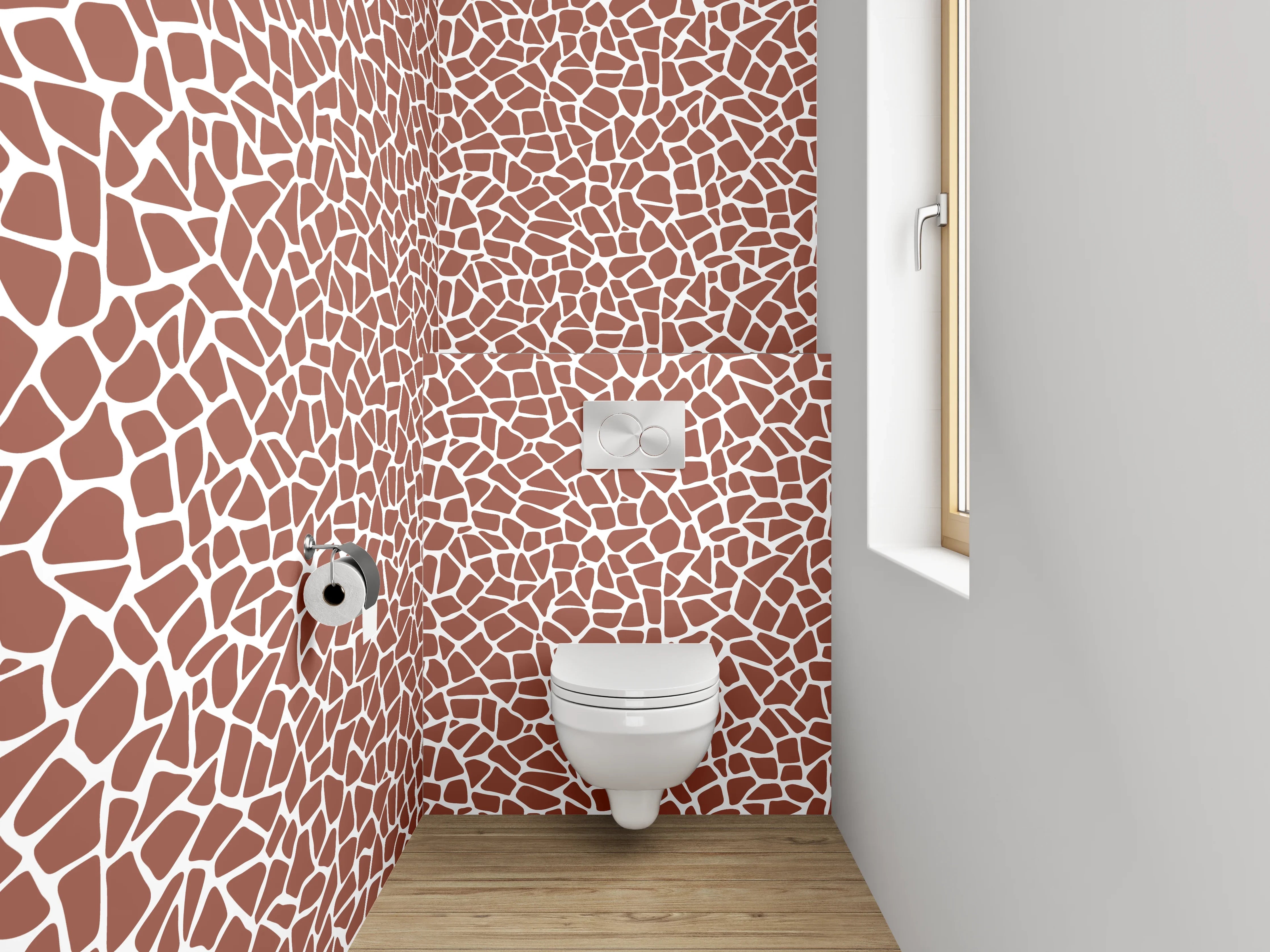 WC-Rückwand - Abstraktes Mosaik Design Braun Weiß