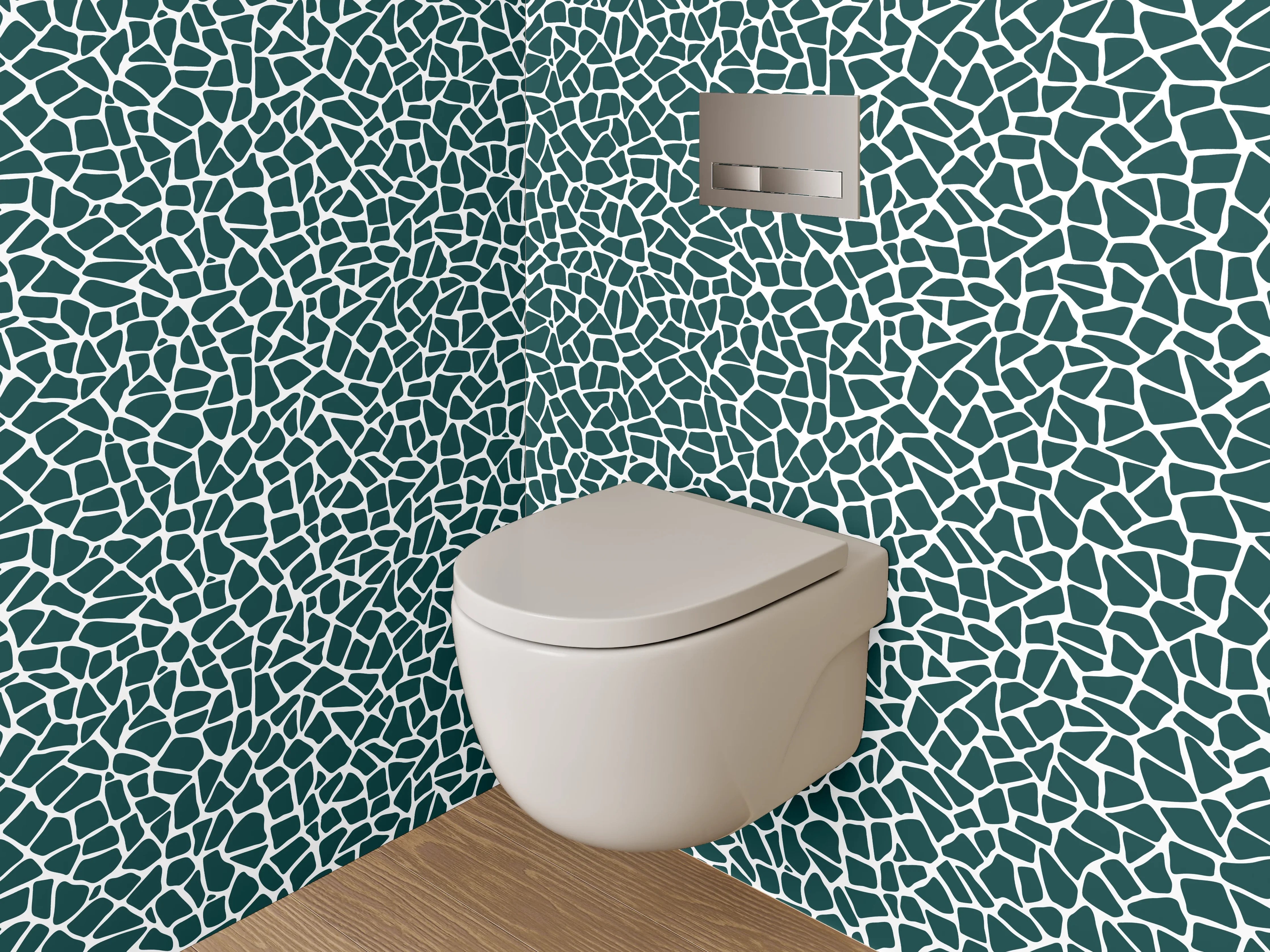 WC-Rückwand - Abstraktes Mosaik Muster grün weiß
