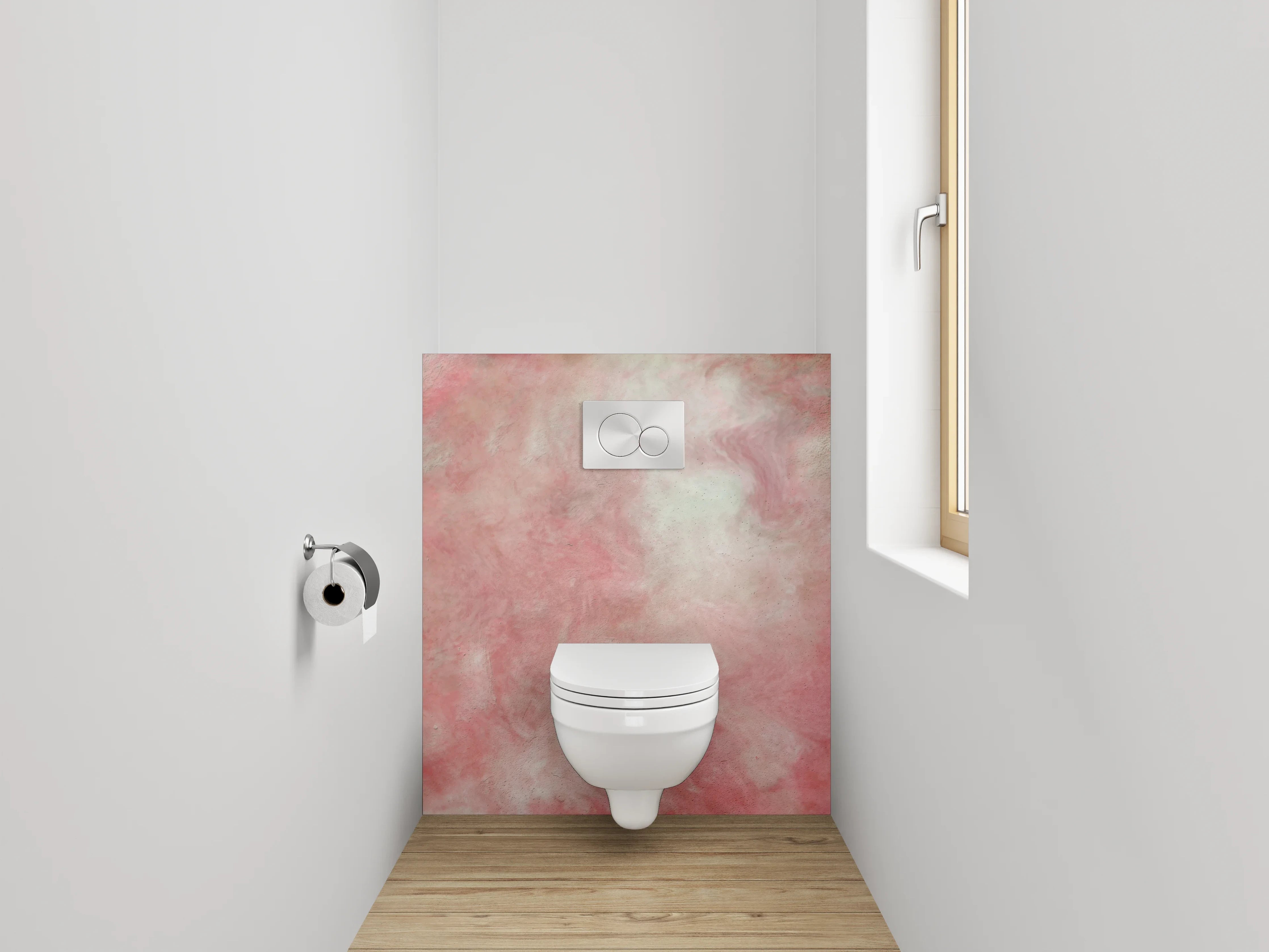 WC-Rückwand - Abstraktes Rosa Aquarell Design