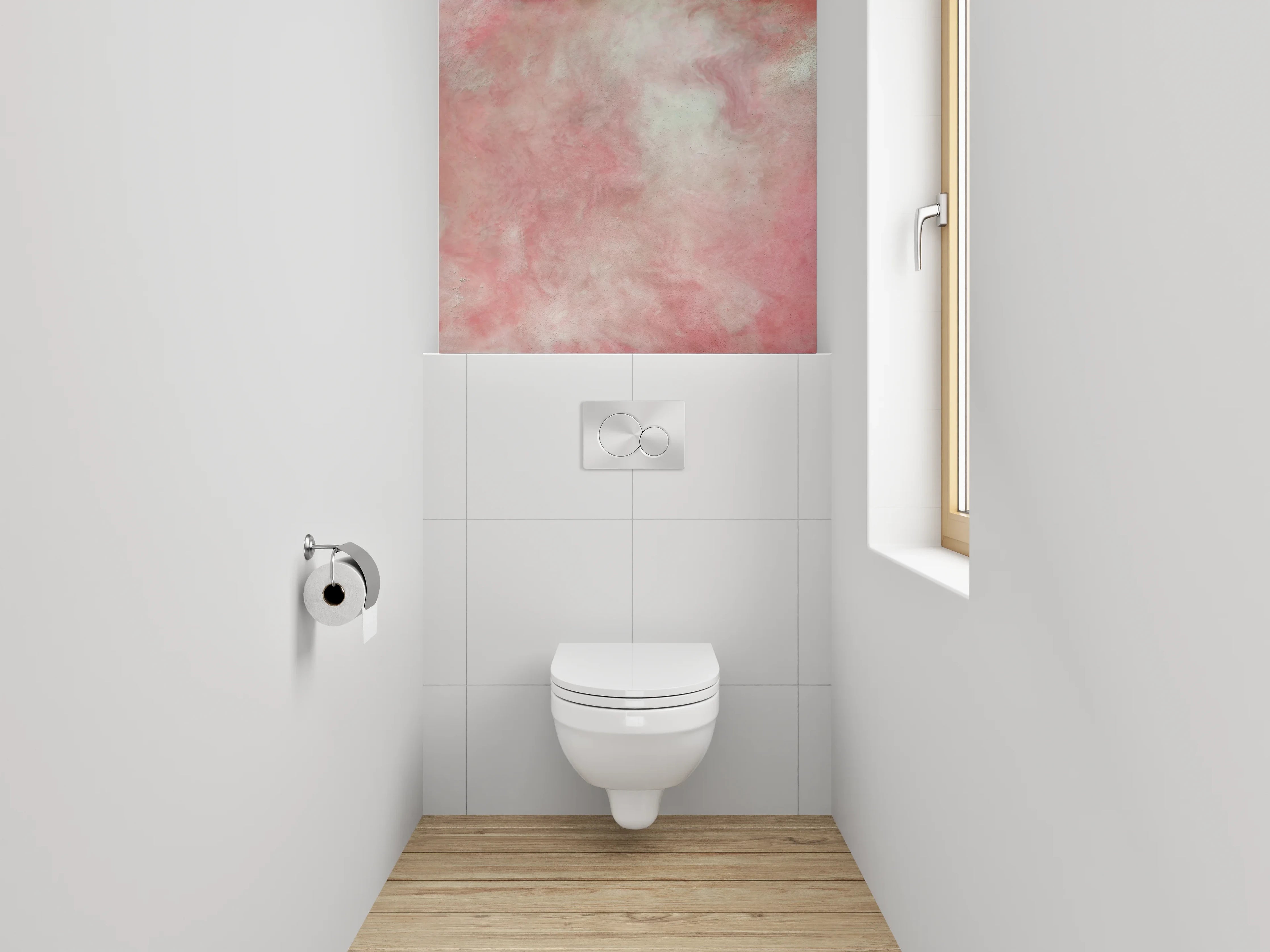 WC-Rückwand - Abstraktes Rosa Aquarell Design