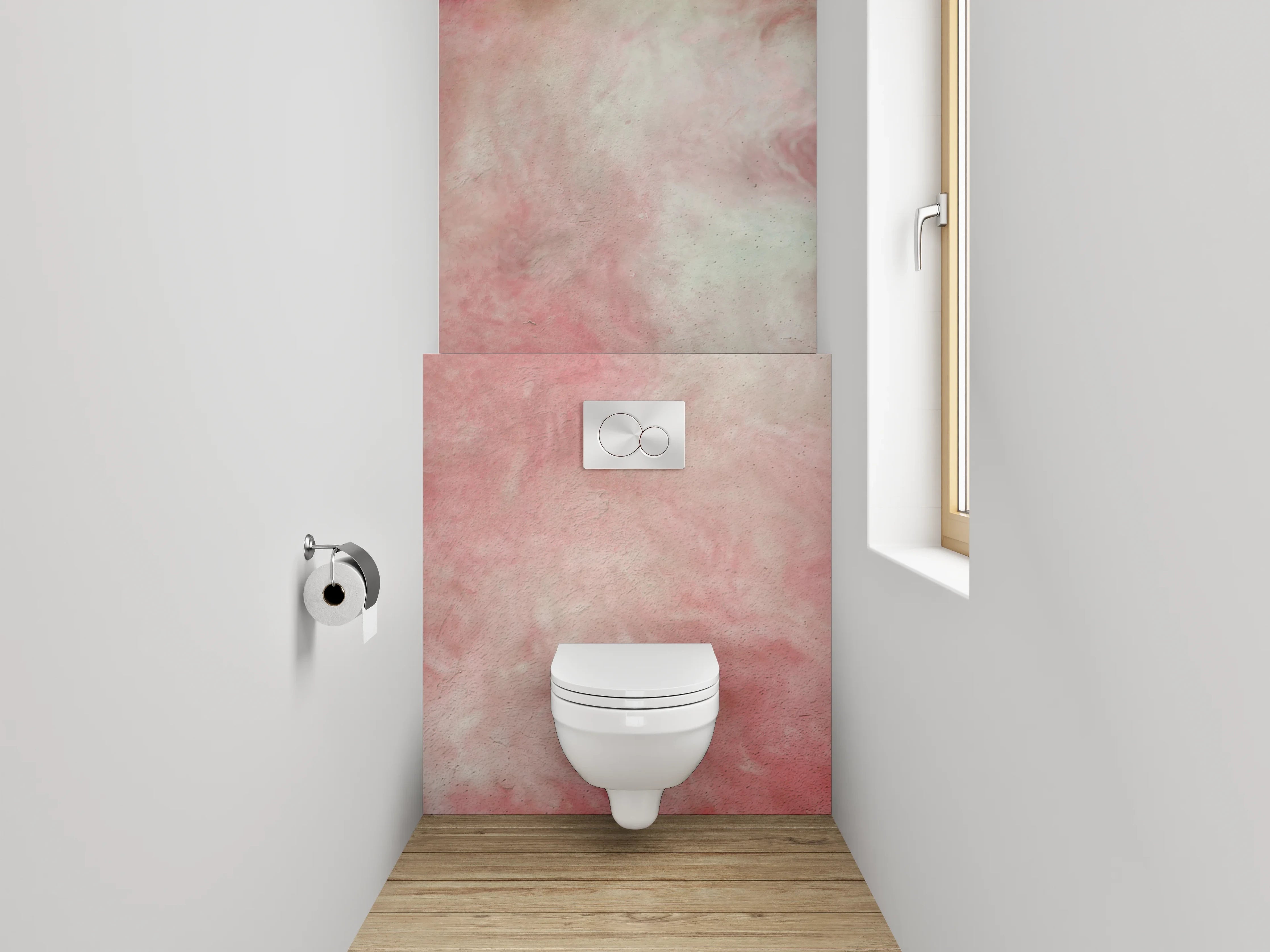 WC-Rückwand - Abstraktes Rosa Aquarell Design