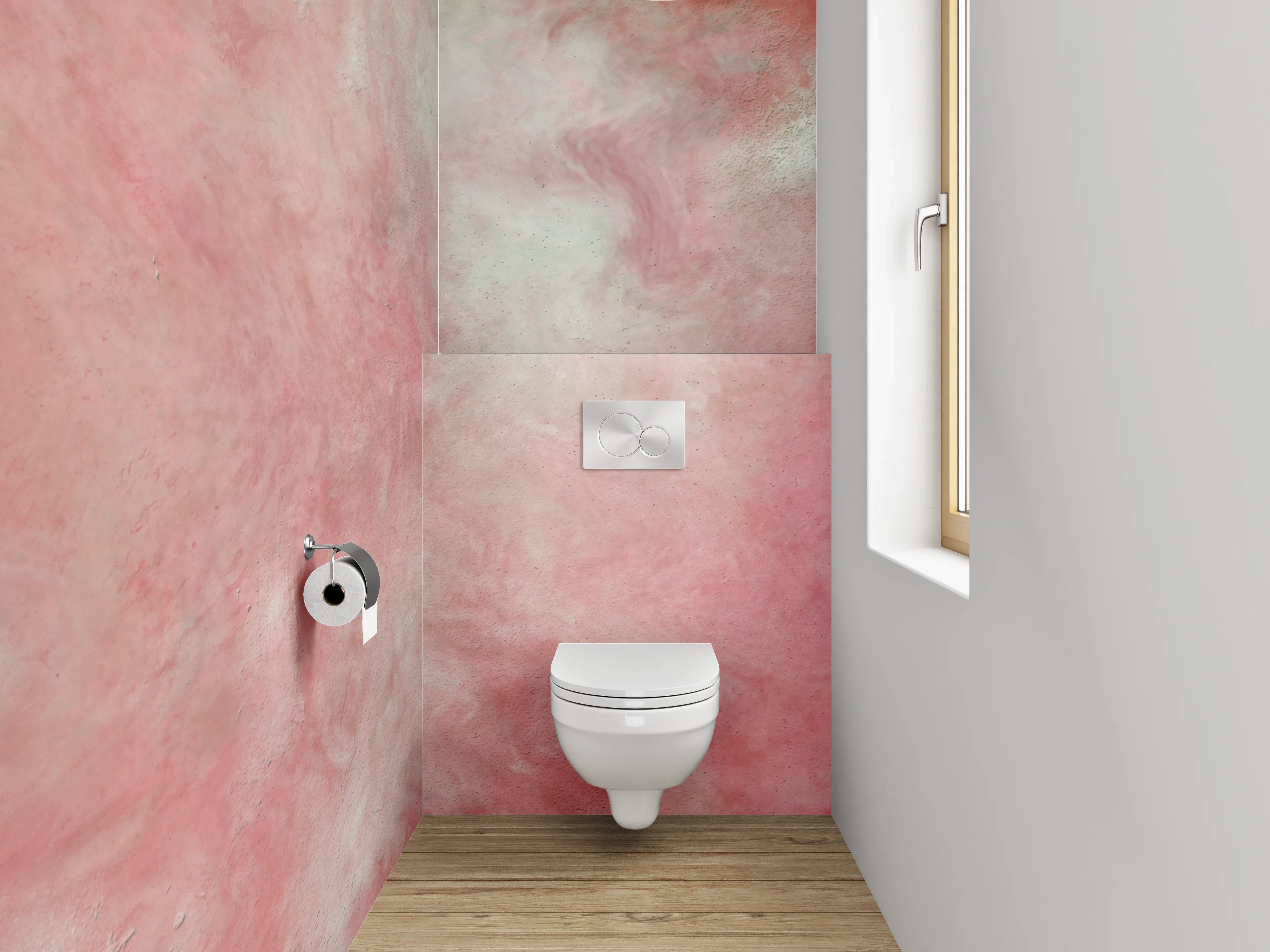 WC-Rückwand - Abstraktes Rosa Aquarell Design
