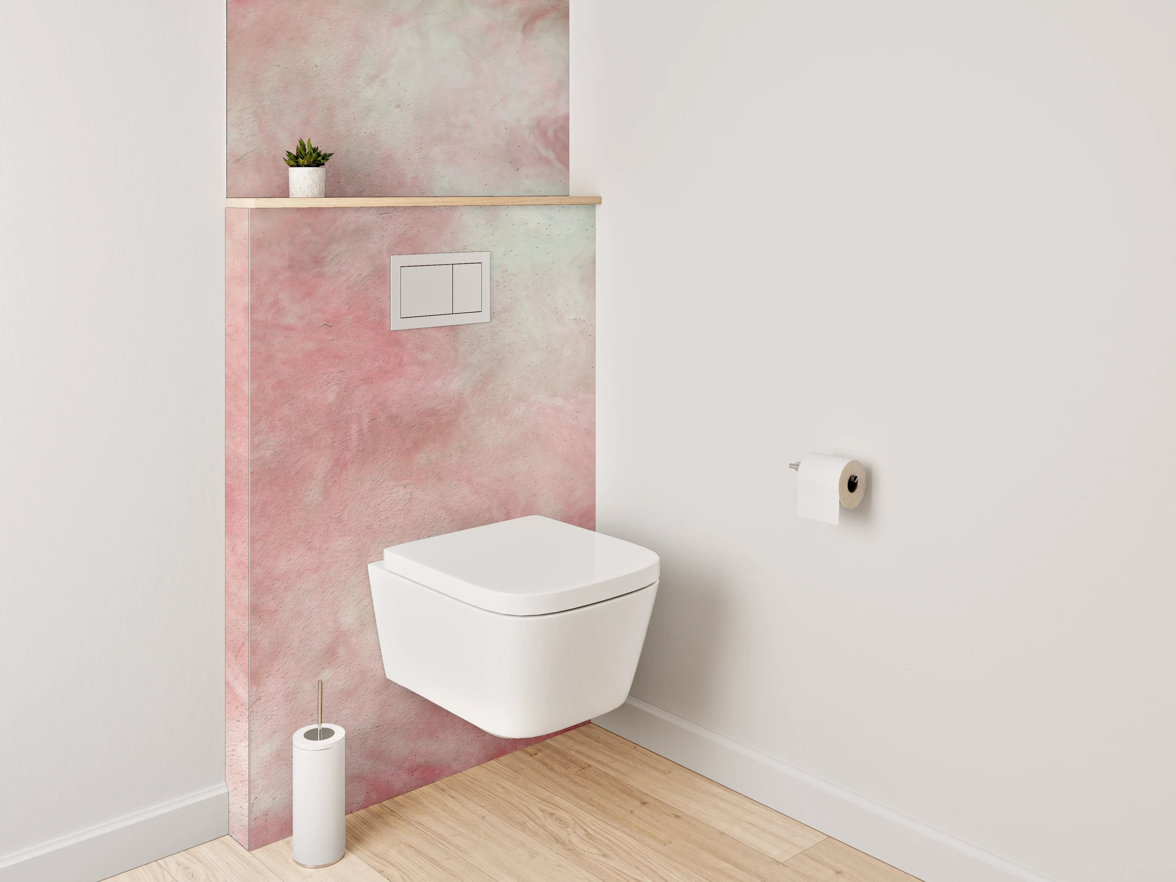 WC-Rückwand - Abstraktes Rosa Aquarell Design